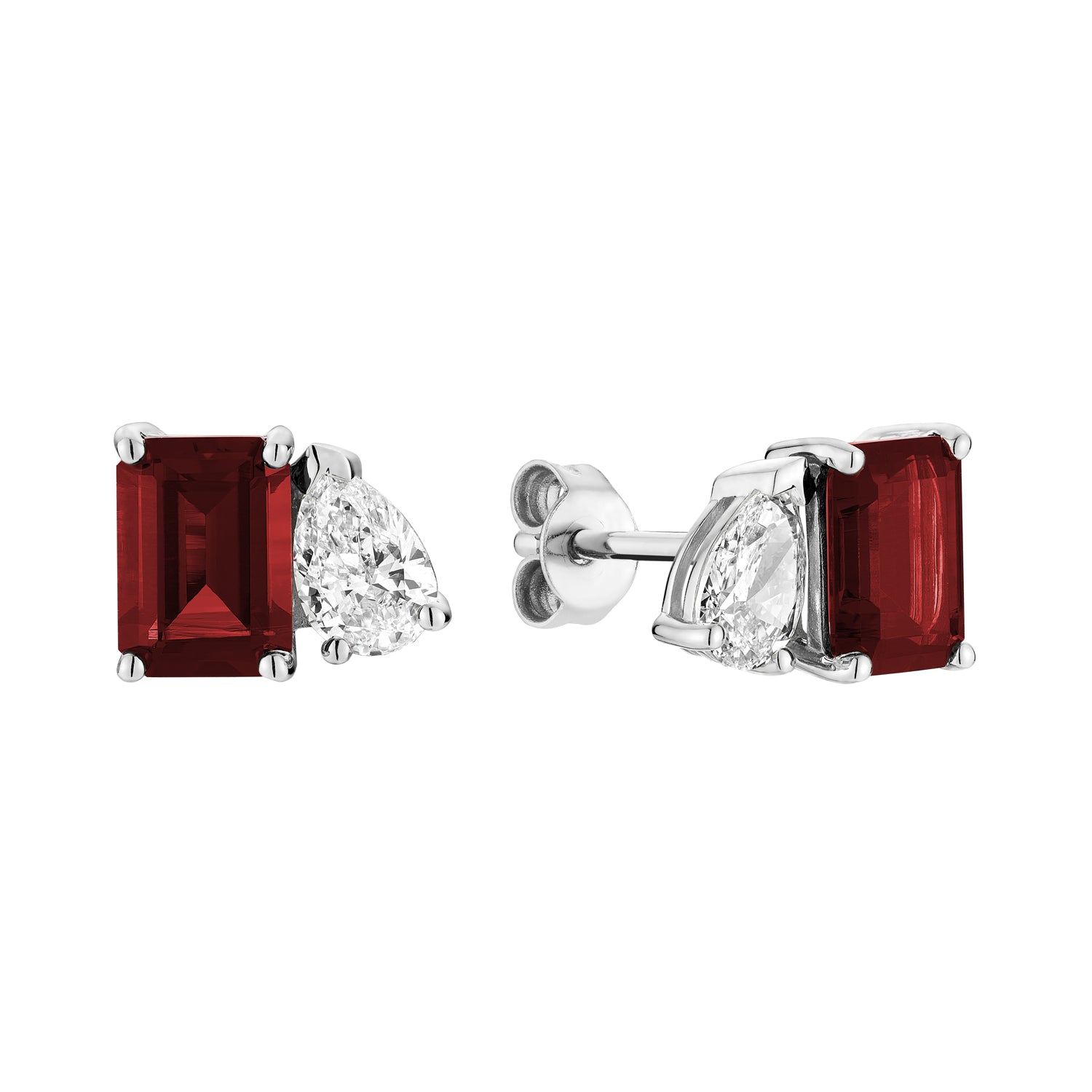 Toi et Moi Pear & Emerald Cut with Lab Grown Diamond Stud Earrings