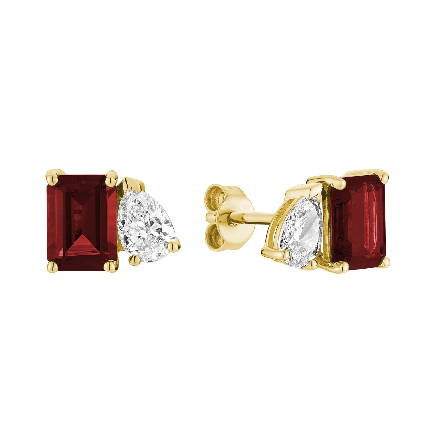 Toi et Moi Pear & Emerald Cut with Lab Grown Diamond Stud Earrings
