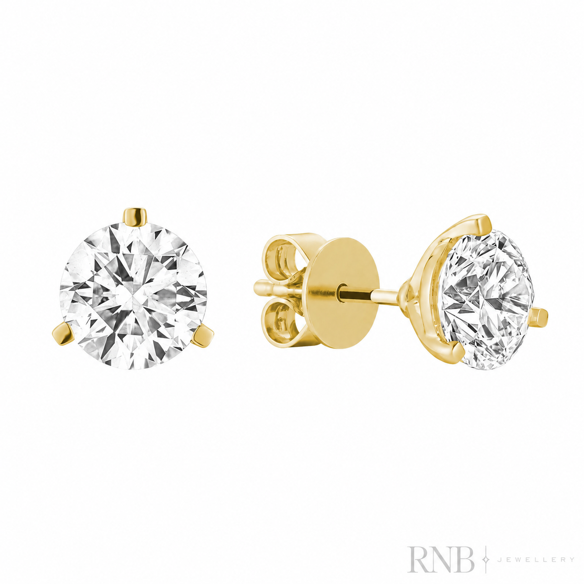 13-LG3P250Y - 2.50CT Lab Grown Diamond Stud Earrings - Yellow Gold