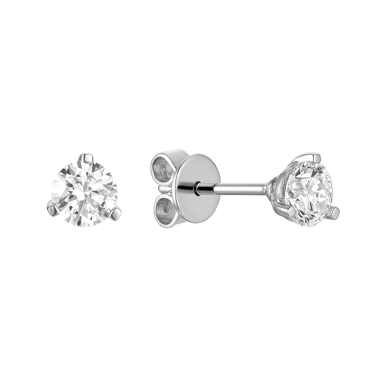 Martini Three Prong Stud Lab Grown Diamond Earrings