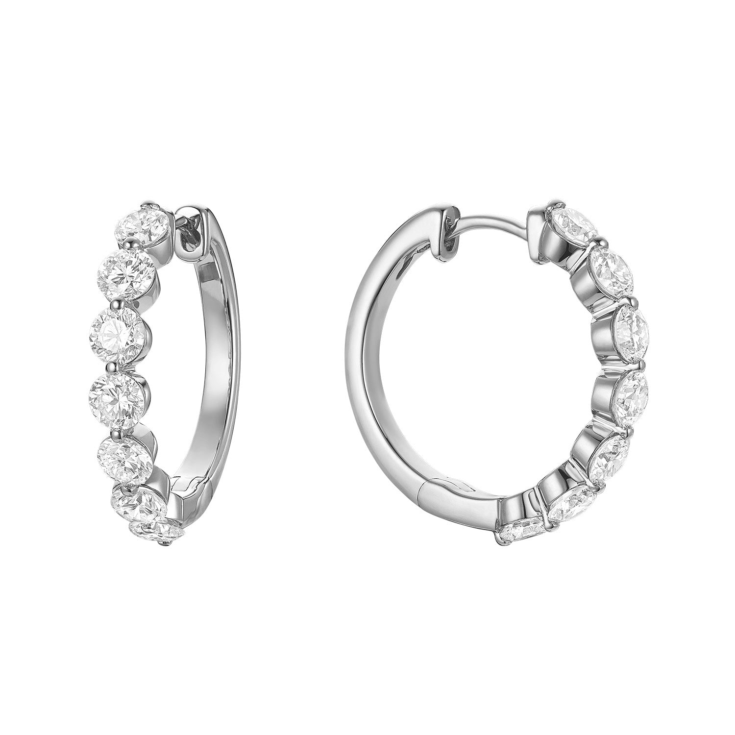 Slim Loop Shared Single Prong Lab Grown Diamond Earrings