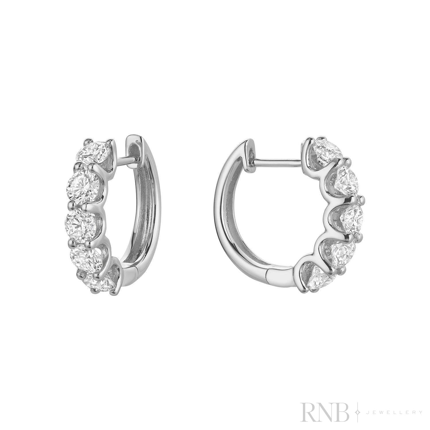 Diamond Huggie Earrings - 15MM White Gold