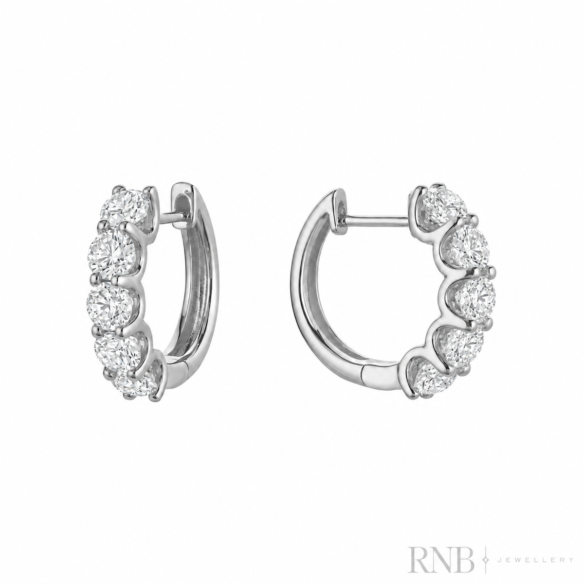 13-LGUP200 White Gold 2.00CT Lab Grown Diamond Huggie Earrings