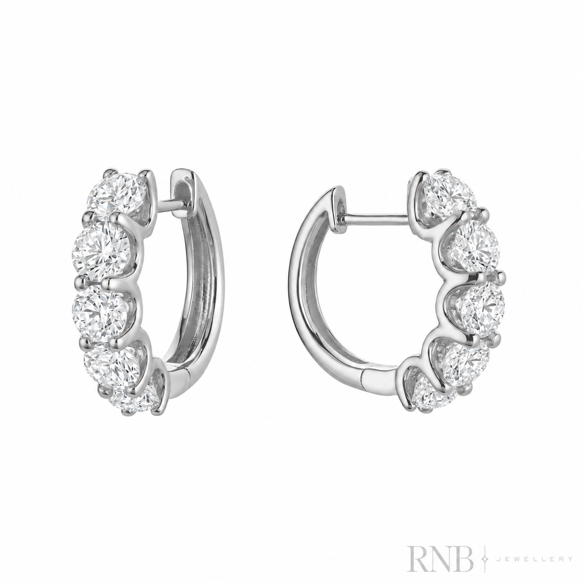 13-LGUP300 White Gold 3.00CT Lab Grown Diamond Huggie Earrings