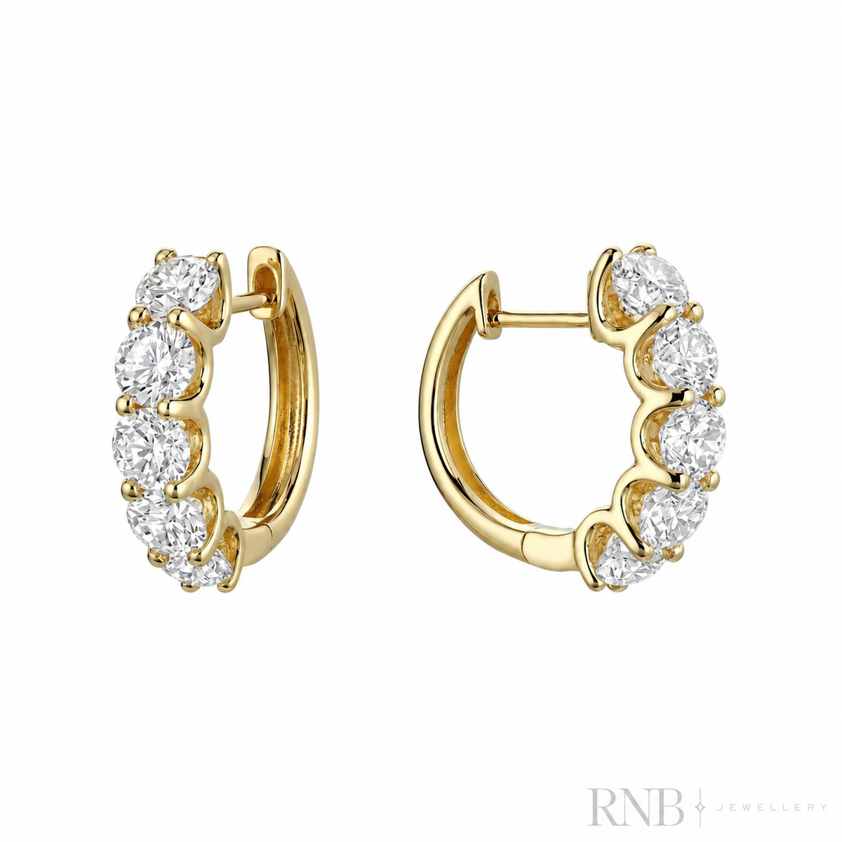13-LGUP300Y Yellow Gold 3.00CT Lab Grown Diamond Huggie Earrings