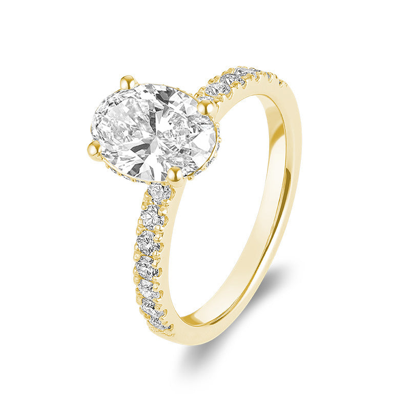 Bridal Oval with Accent Lab Grown Diamond Ring