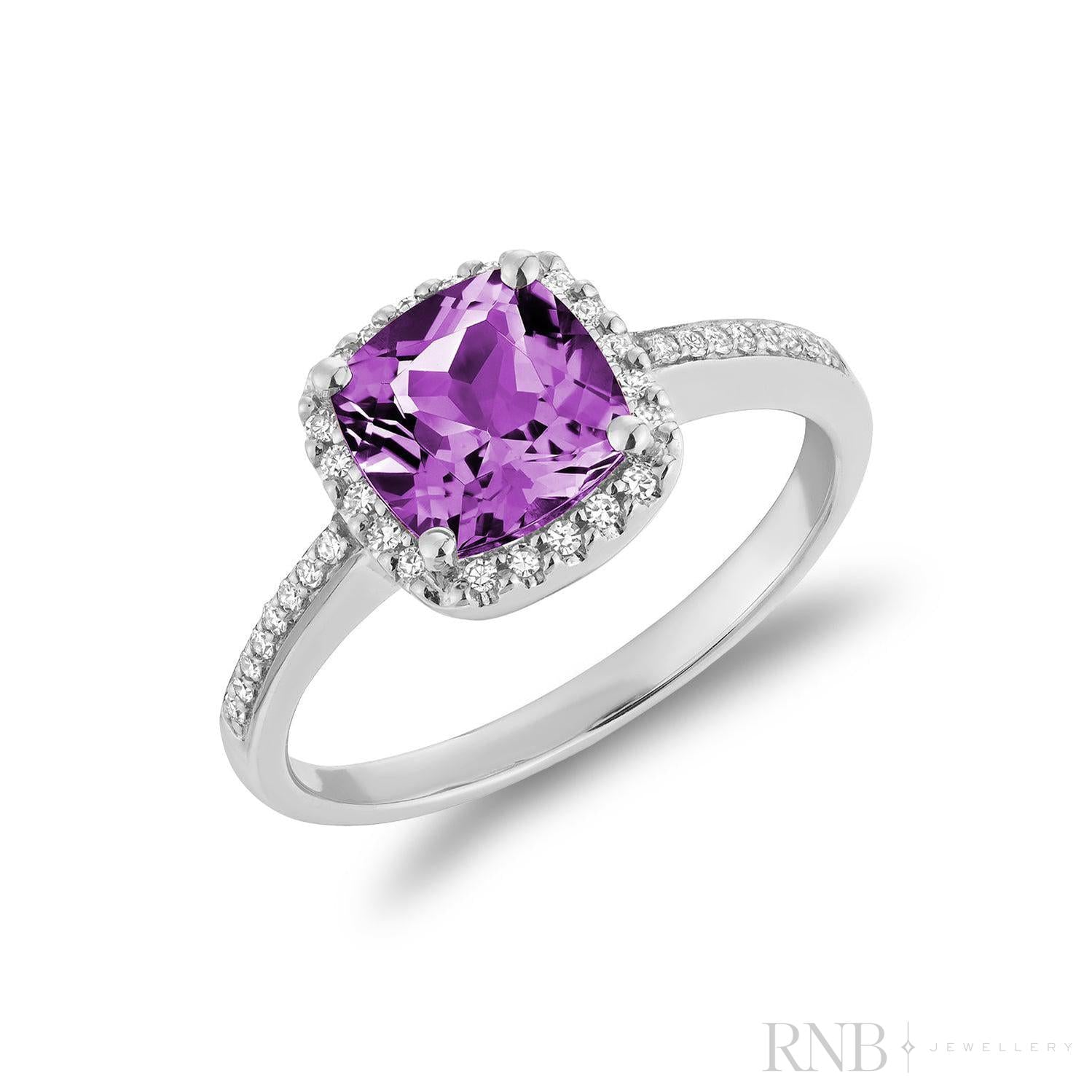Cushion Cut Precious Stone & Diamond Halo Ring-RNB Jewellery