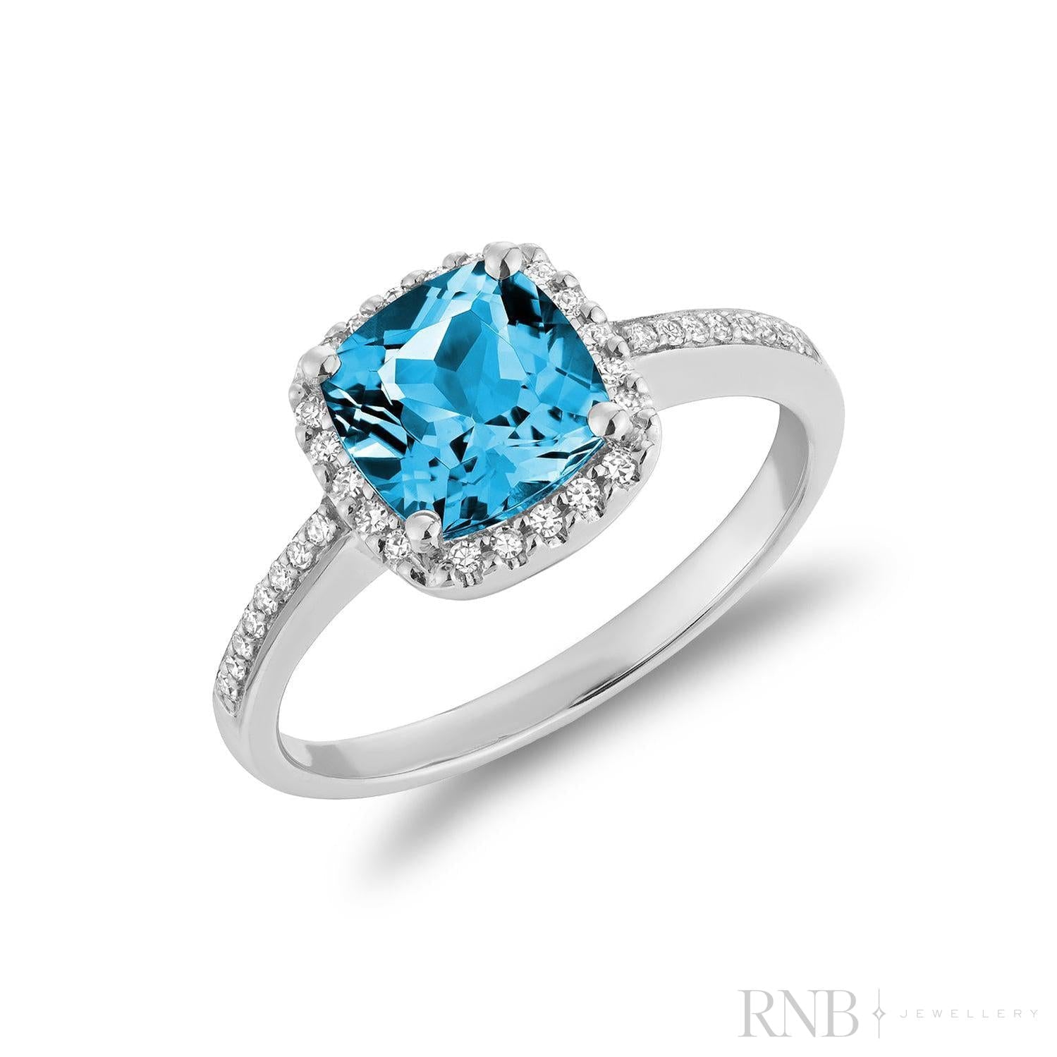 Cushion Cut Precious Stone & Diamond Halo Ring-RNB Jewellery