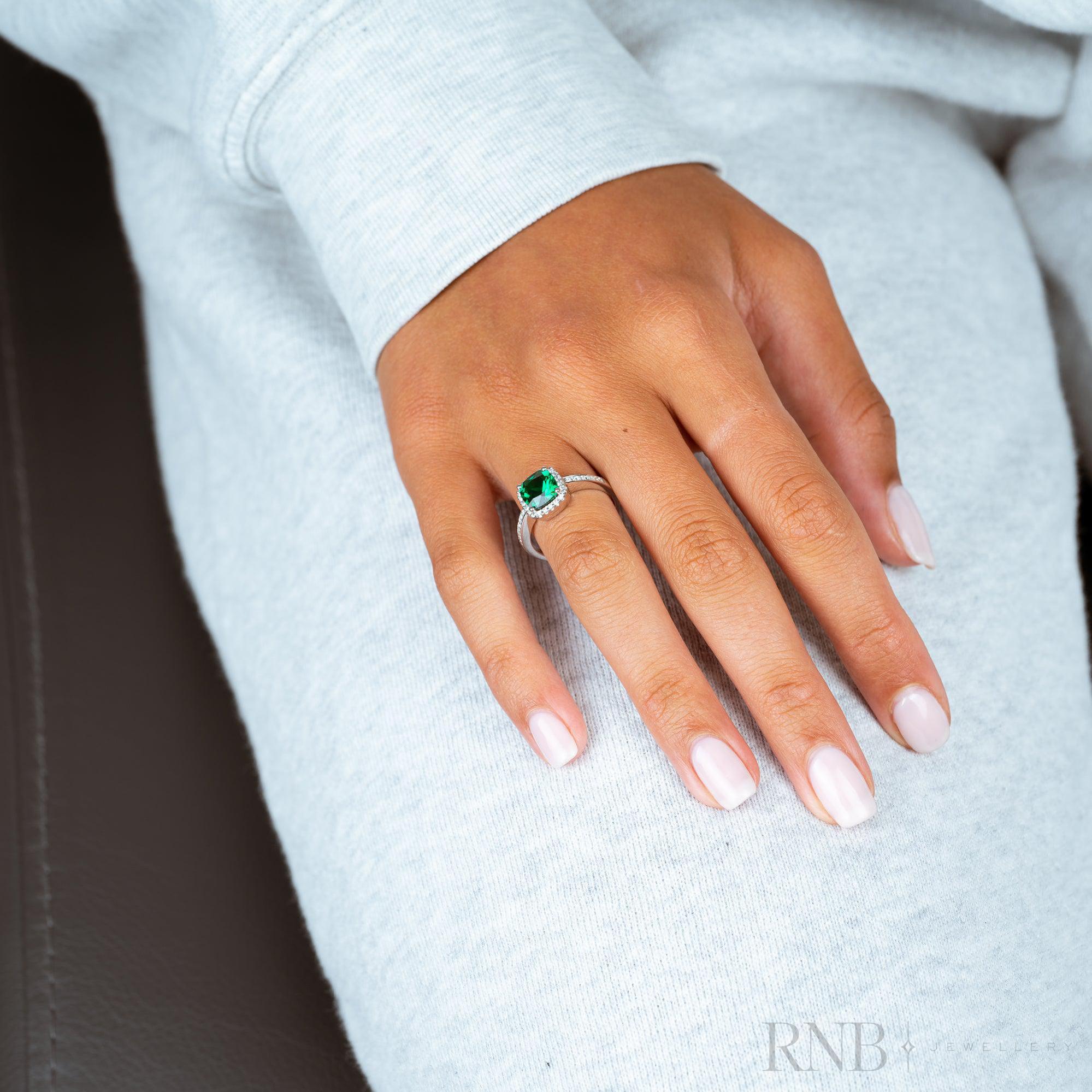 Cushion Cut Precious Stone & Diamond Halo Ring-RNB Jewellery