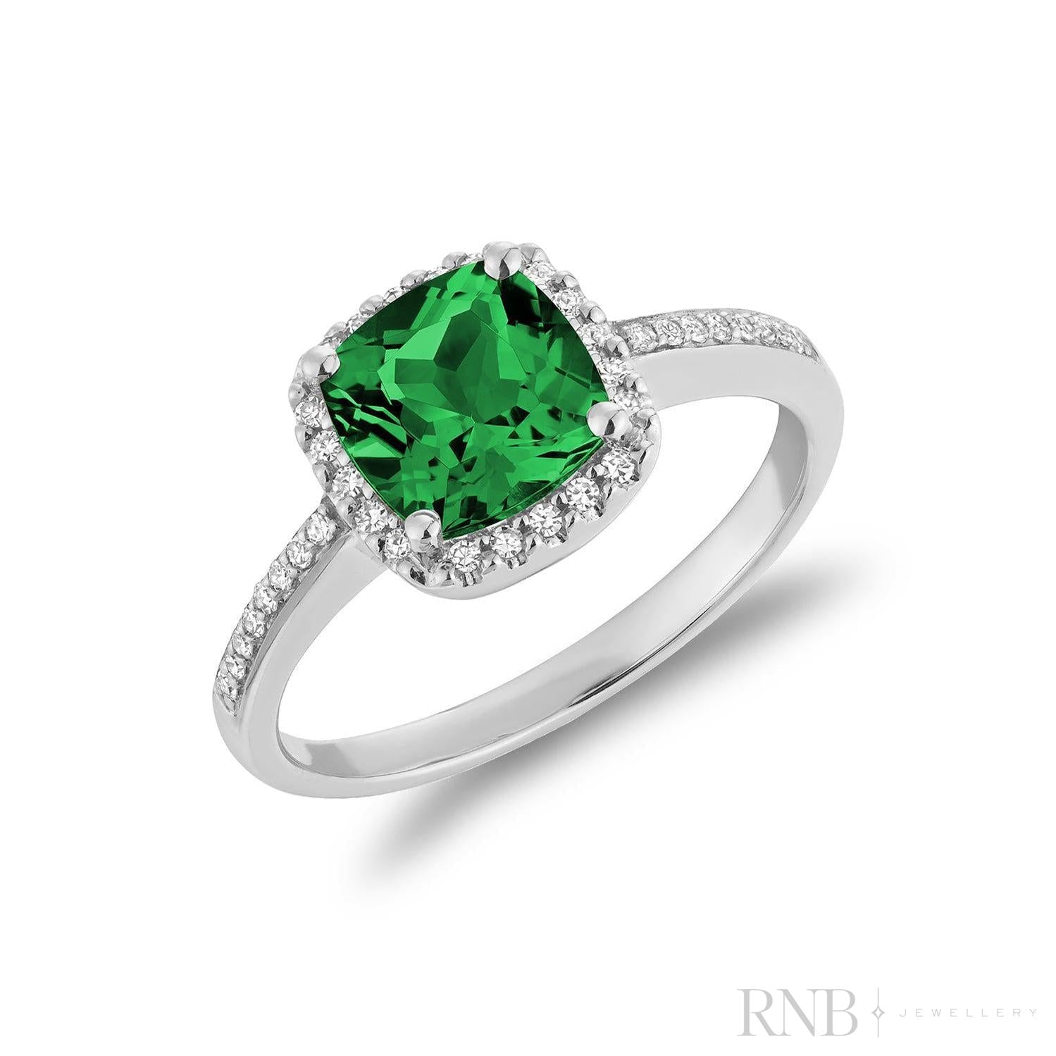 Cushion Cut Precious Stone & Diamond Halo Ring-RNB Jewellery