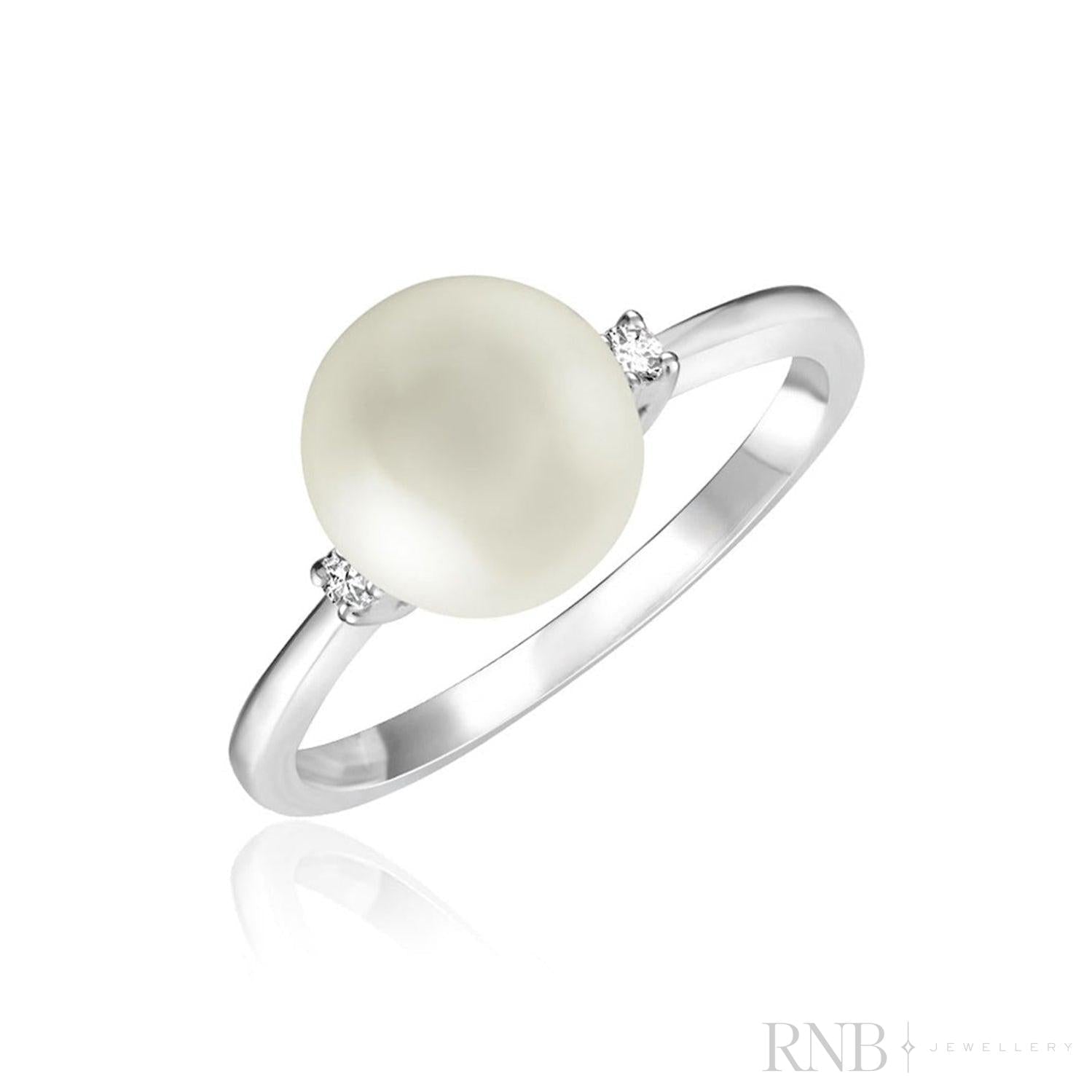 Cultured Pearl & Diamond Ring-RNB Jewellery