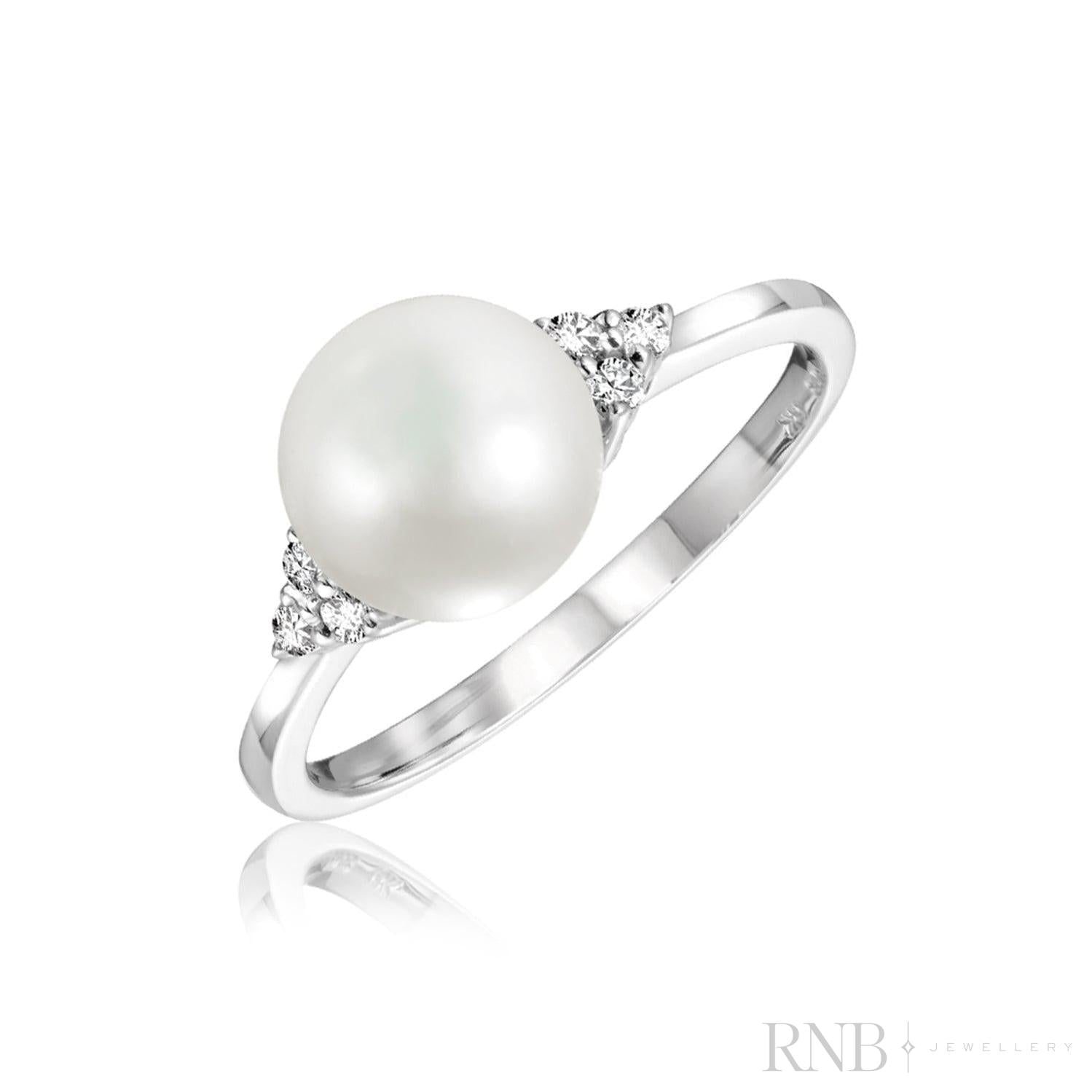 Cultured Pearl & Diamond Ring-RNB Jewellery