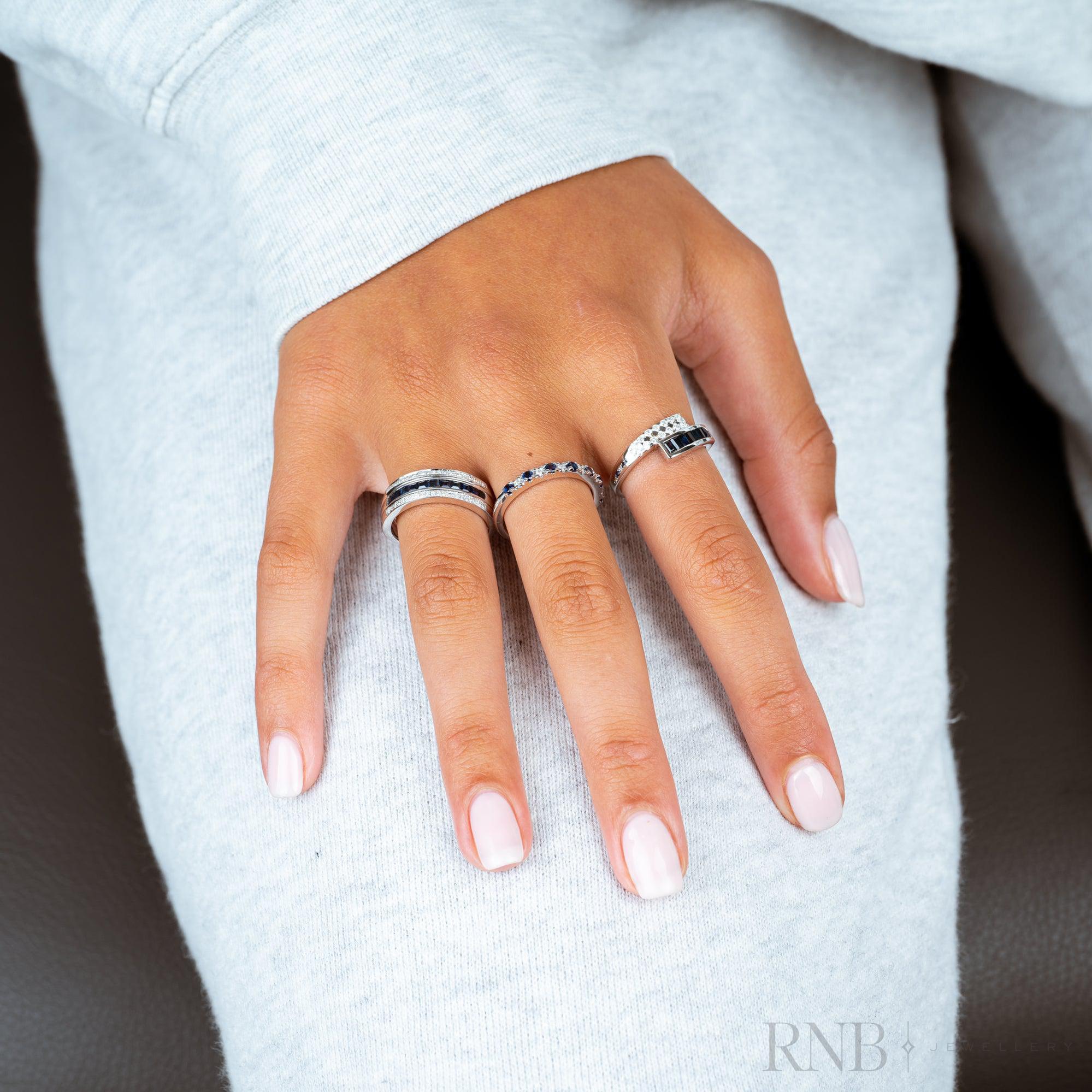 Bypass Precious Stone & Diamond Ring-RNB Jewellery
