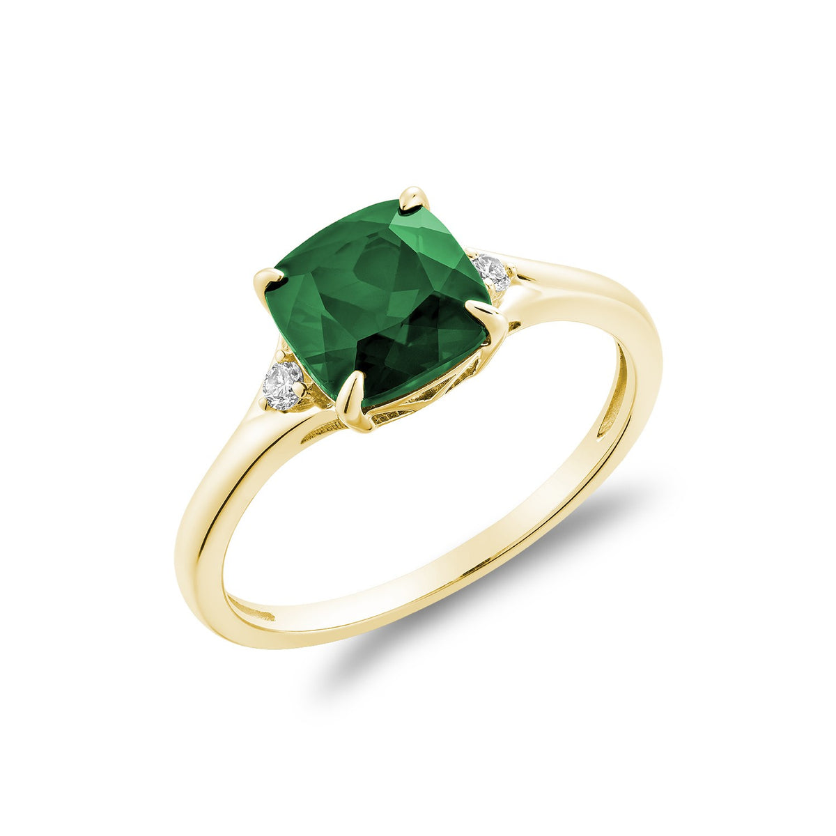Bague solitaire en pierre précieuse taille coussin et diamant