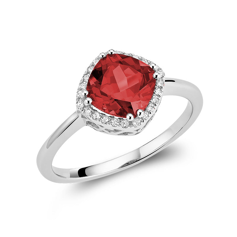Cushion Color Stone Diamond Ring