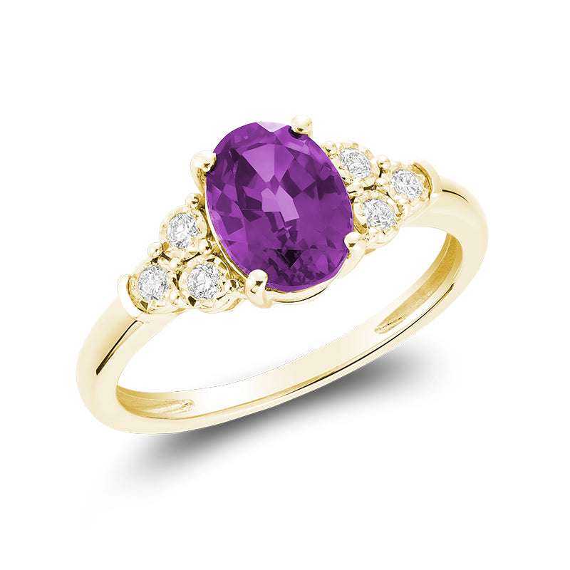 Oval Created Gemstone and Diamond Ring