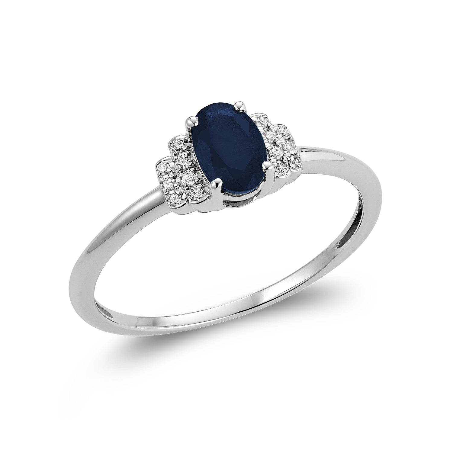 Dainty Oval Created Gemstone & Diamond Ring