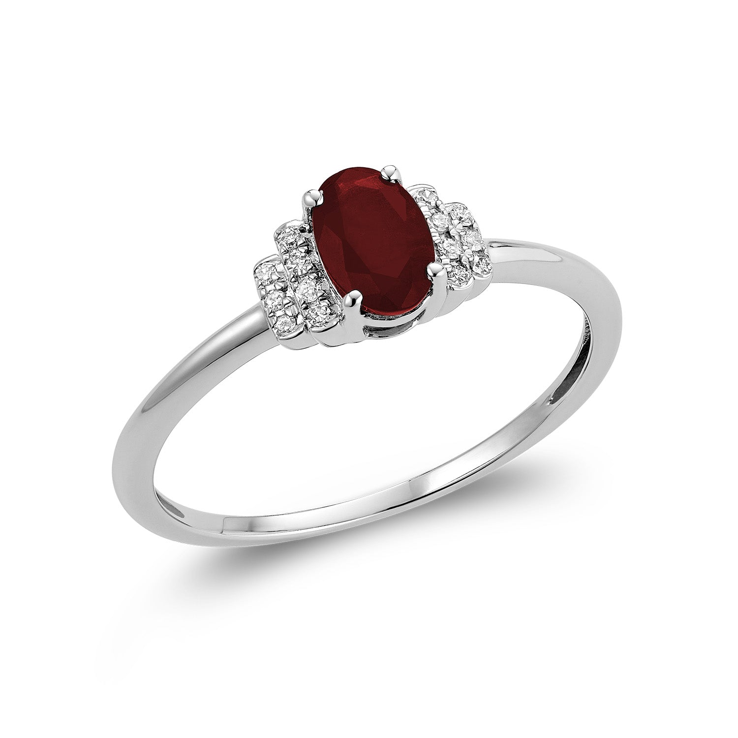Dainty Oval Created Gemstone & Diamond Ring