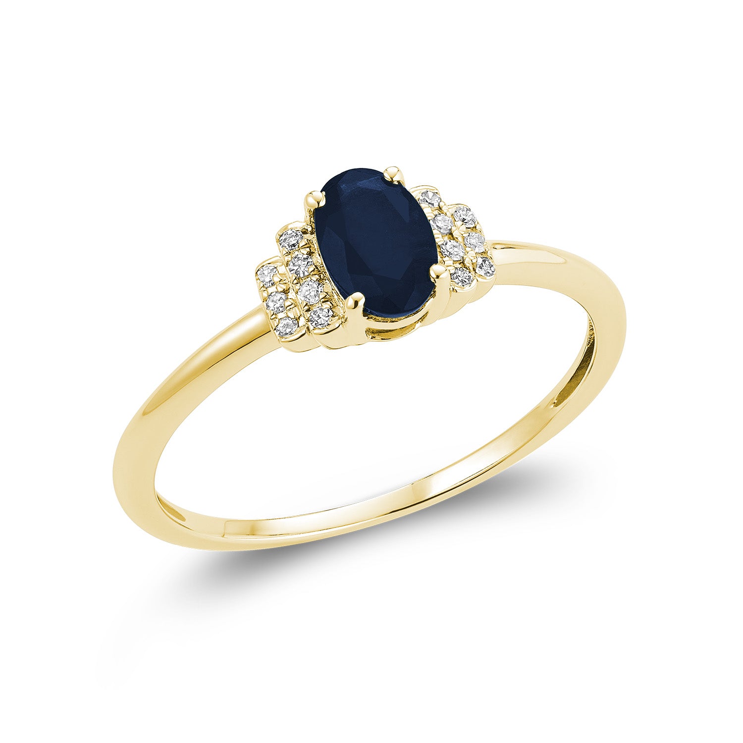 Dainty Oval Created Gemstone & Diamond Ring