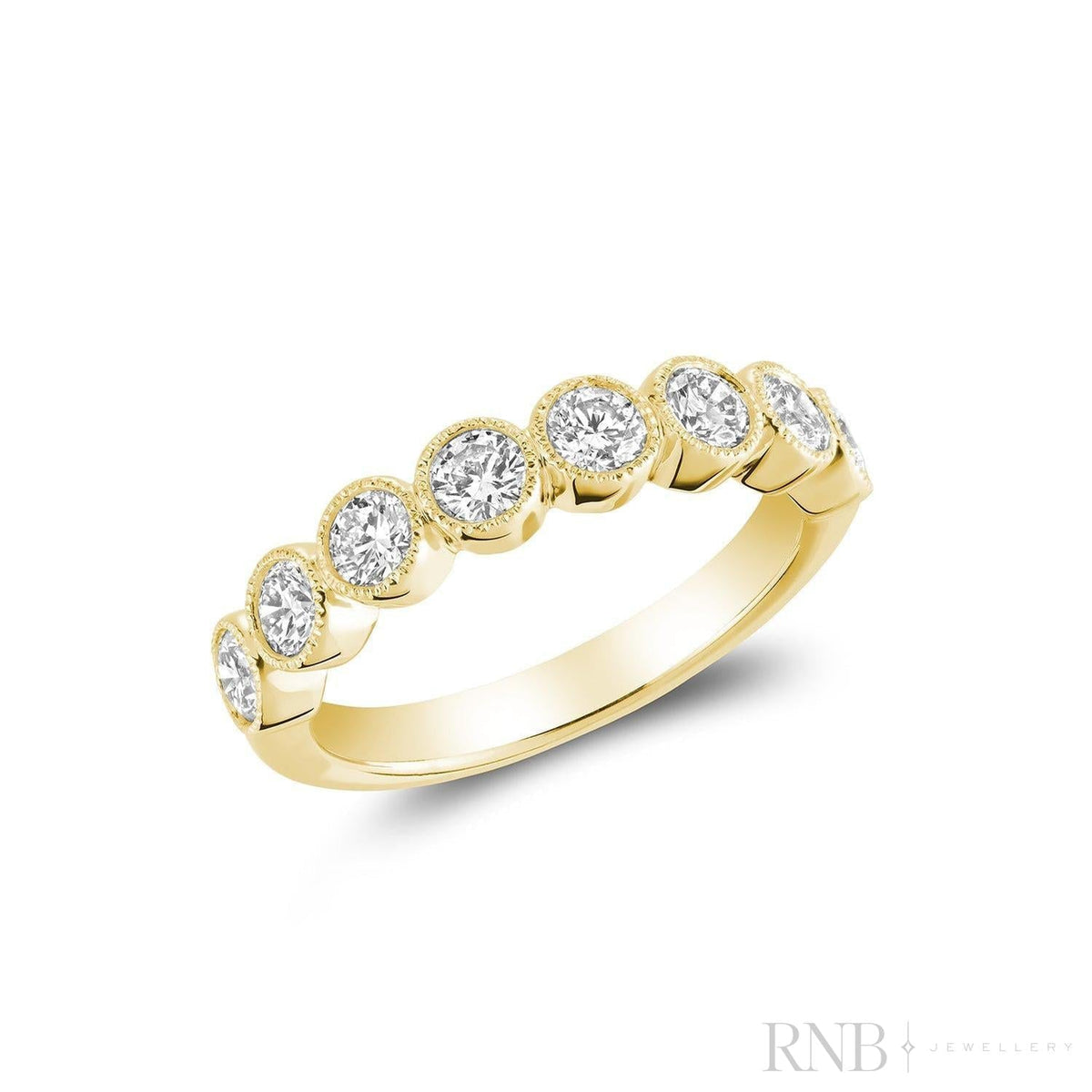 Band Bezel Semi Eternity Milgrain Lab Grown Diamond Ring - RNB Jewellery