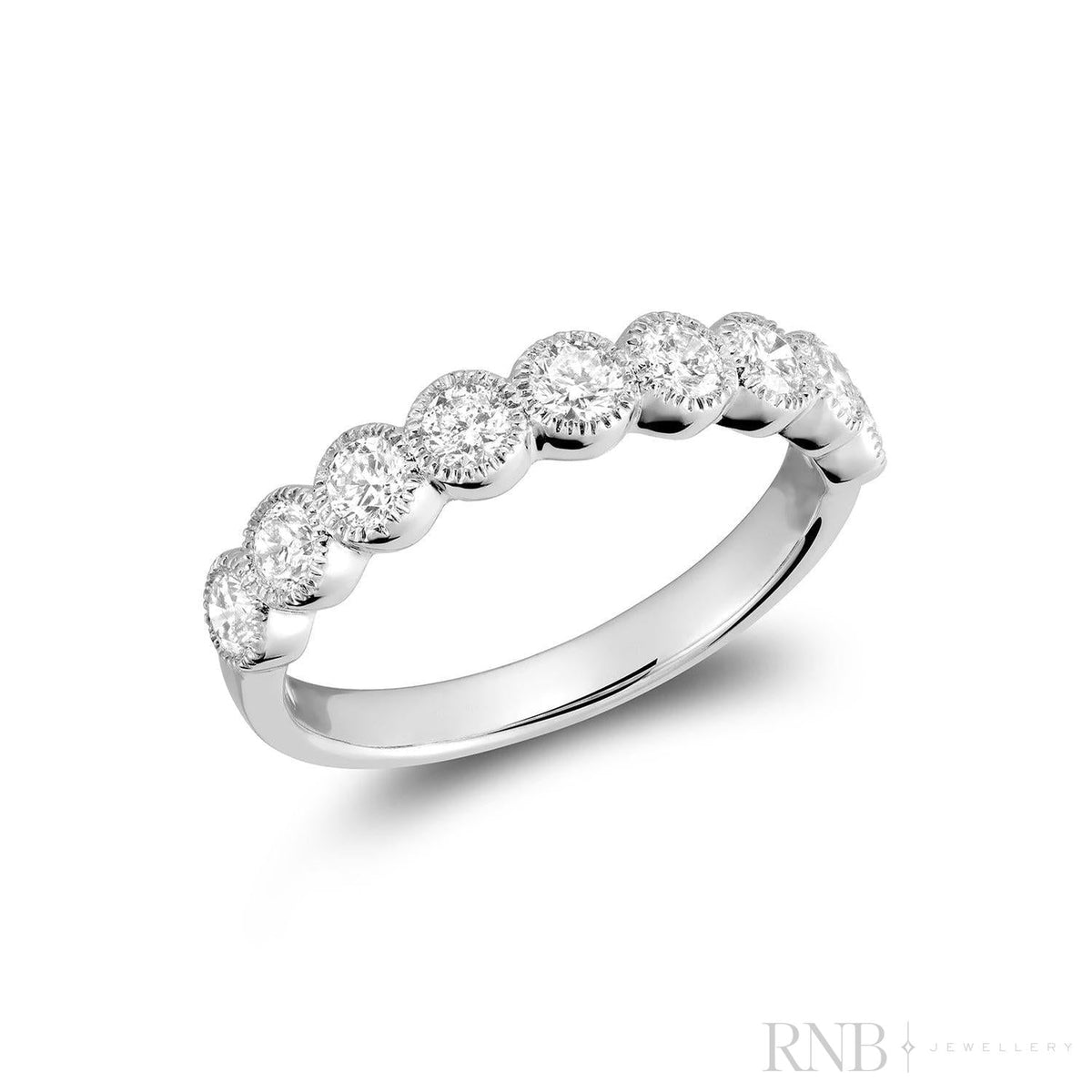 Band Bezel Semi Eternity Milgrain Lab Grown Diamond Ring - RNB Jewellery