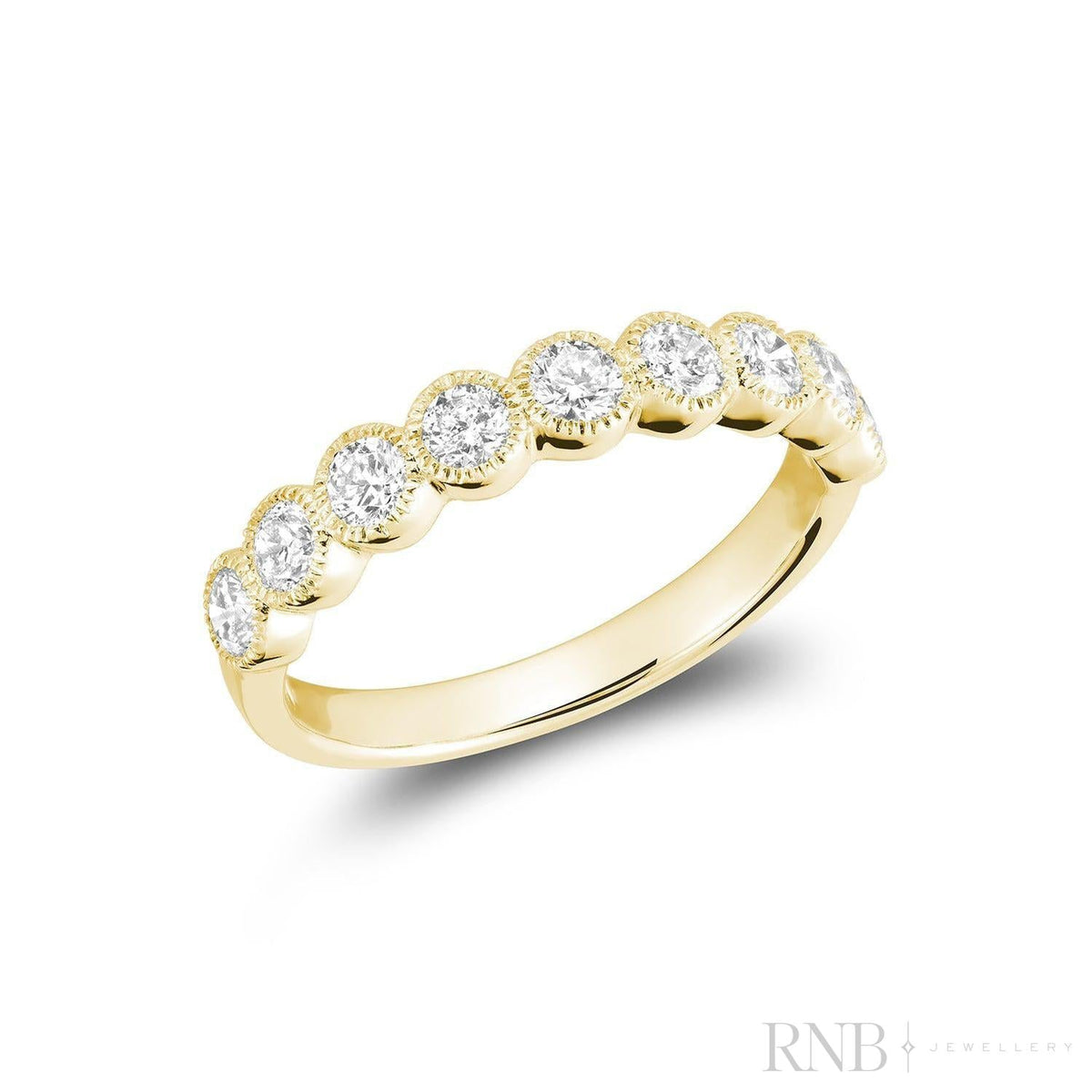 Band Bezel Semi Eternity Milgrain Lab Grown Diamond Ring - RNB Jewellery