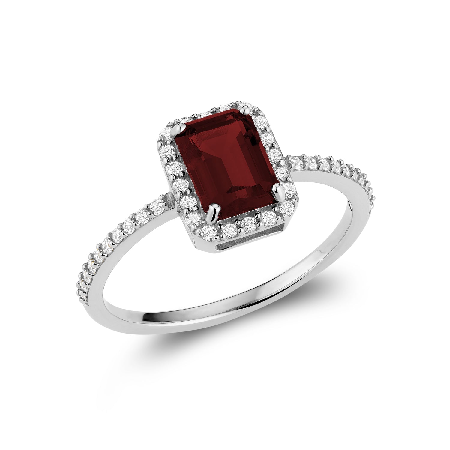 Diamond Halo & Emerald Cut Lab Grown Gemstone Ring