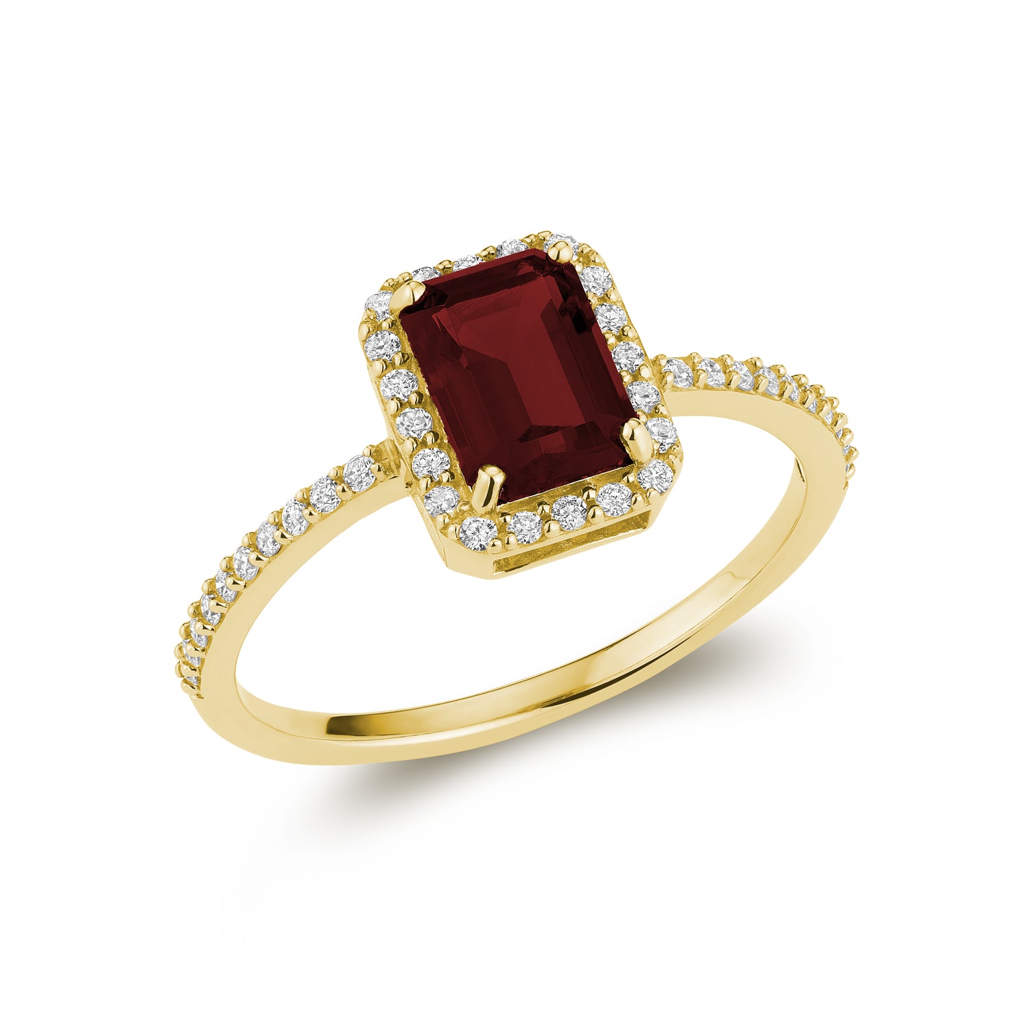 Diamond Halo & Emerald Cut Lab Grown Gemstone Ring