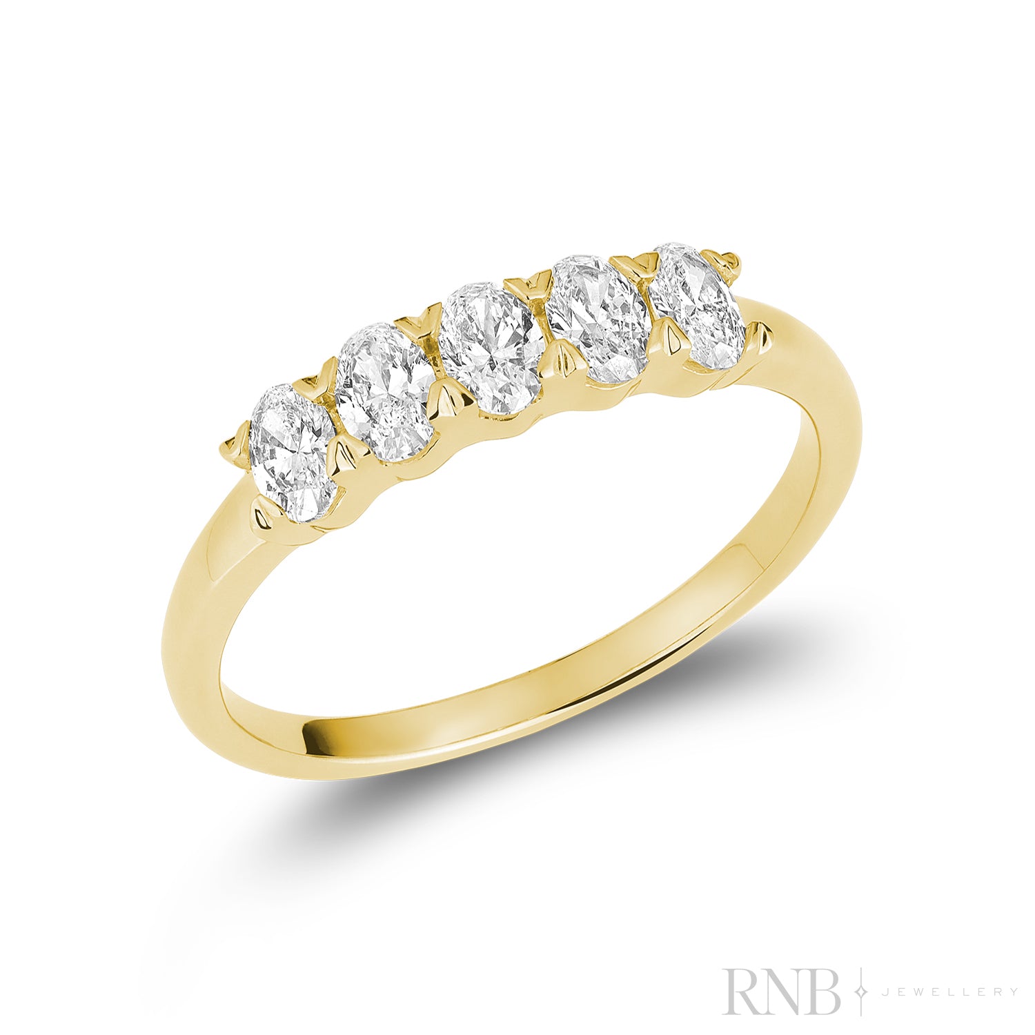 Semi Eternity Five Stone Oval Lab Grown Diamond Ring