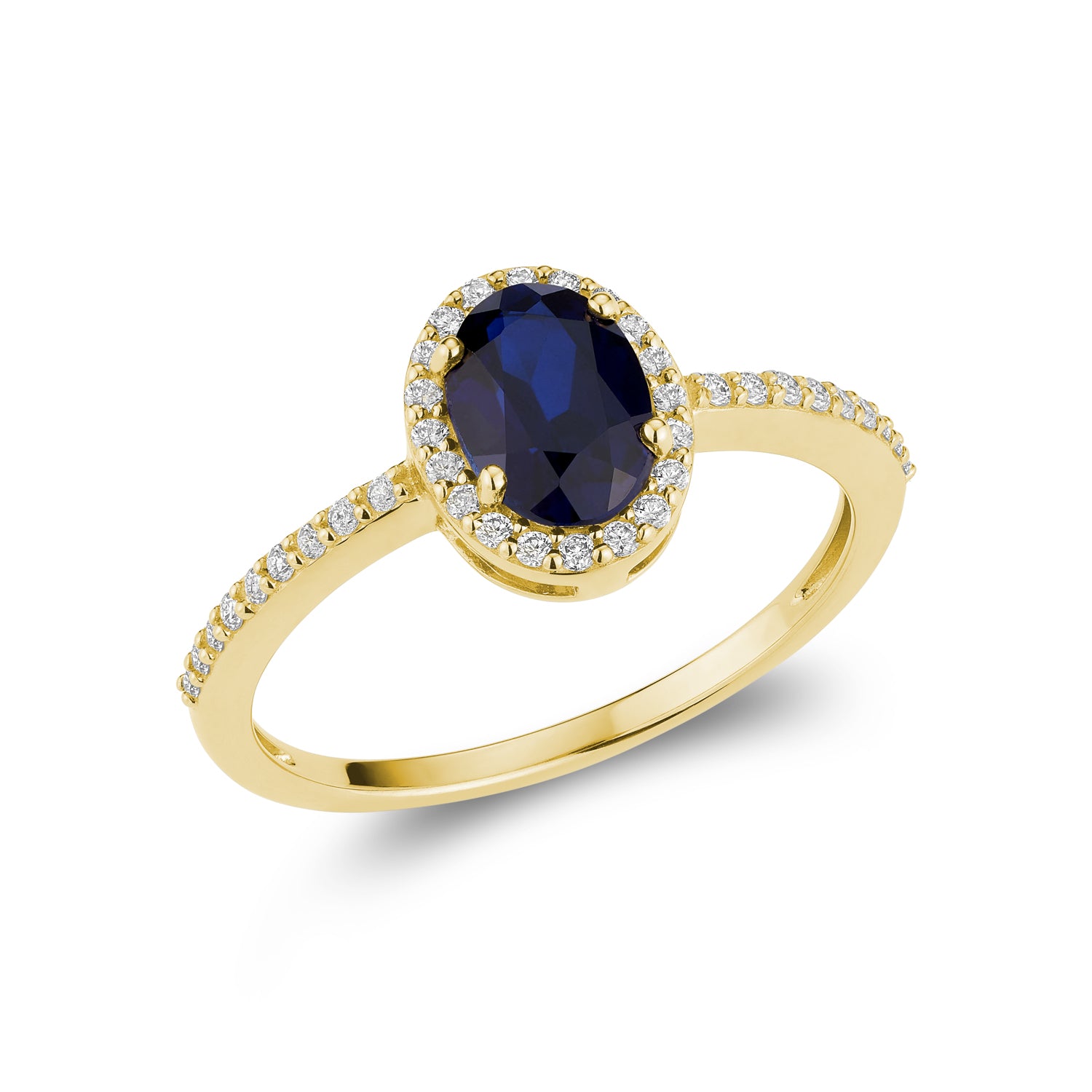 Diamond Halo & Oval Cut Gemstone with Accents Ring