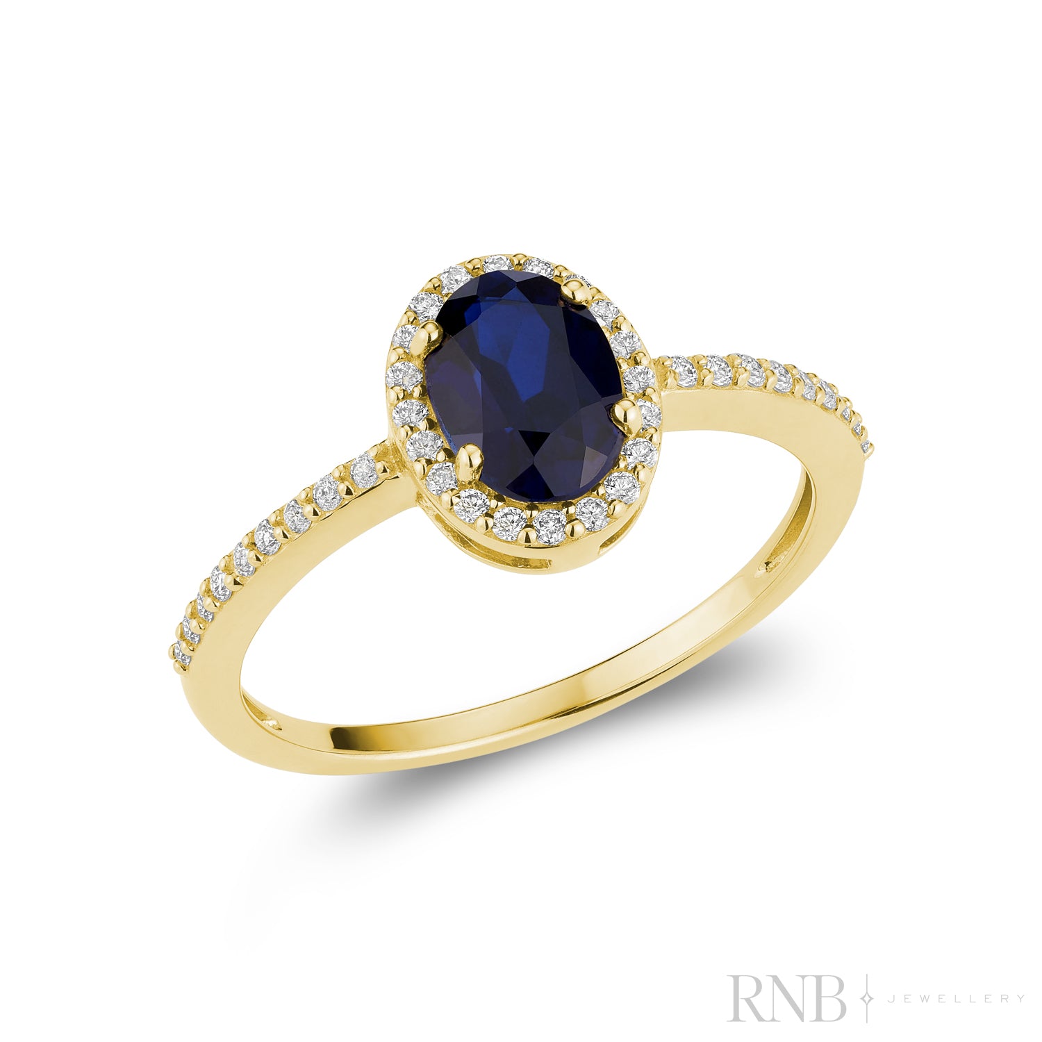 Diamond Halo & Oval Cut Gemstone with Accents Ring