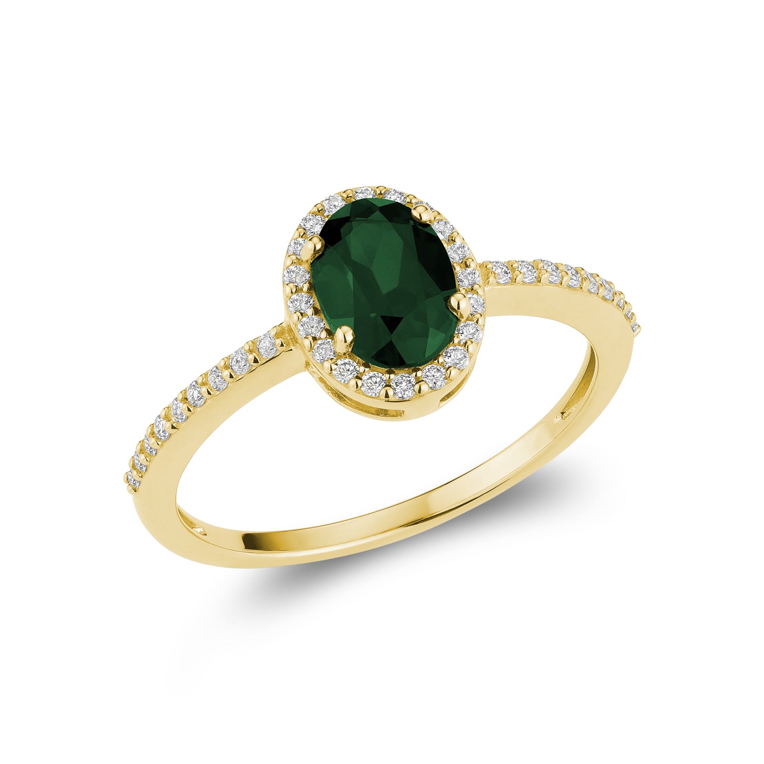 Diamond Halo & Oval Cut Gemstone with Accents Ring
