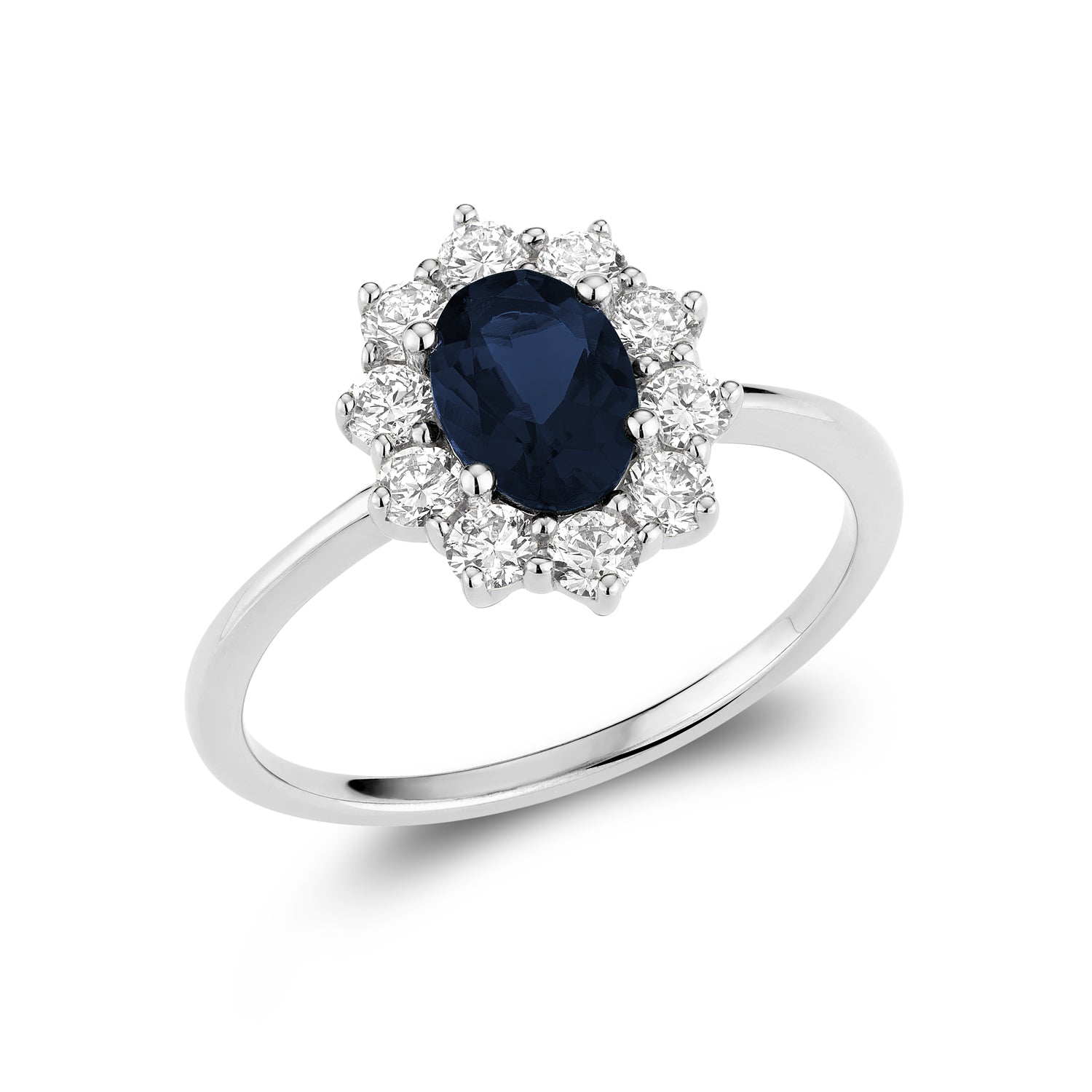 Pointed Halo Lab Grown Diamond & Oval LG Gemstone Ring