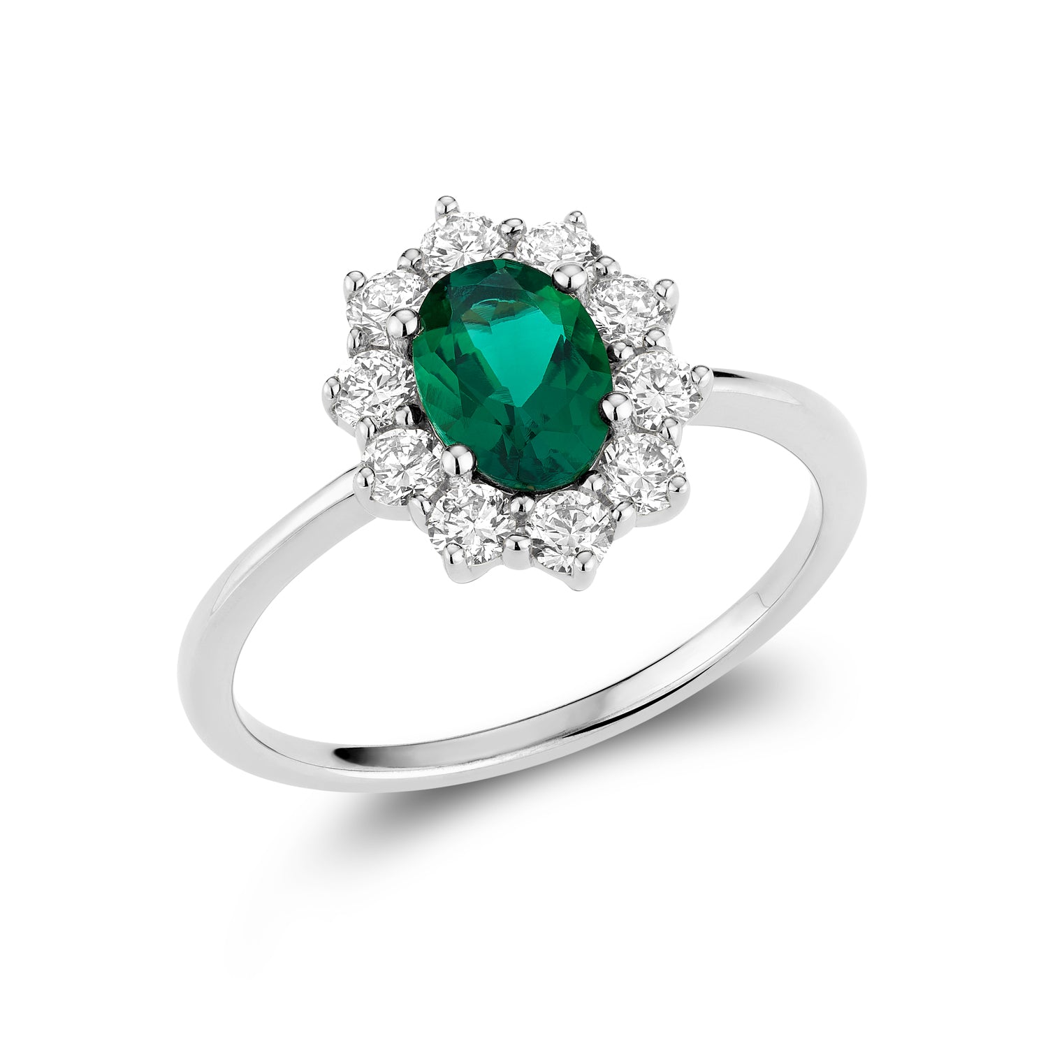 Pointed Halo Lab Grown Diamond & Oval LG Gemstone Ring