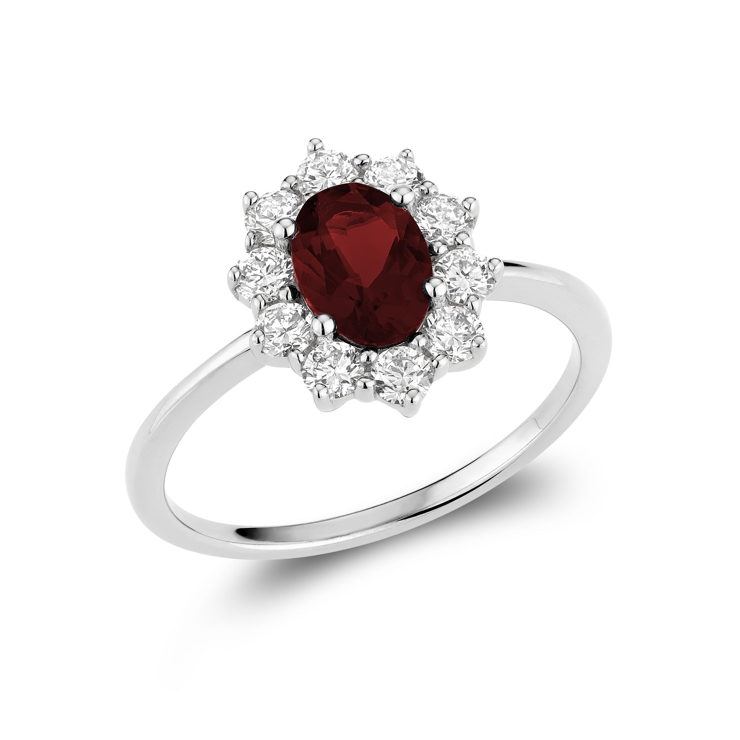 Pointed Halo Lab Grown Diamond & Oval LG Gemstone Ring
