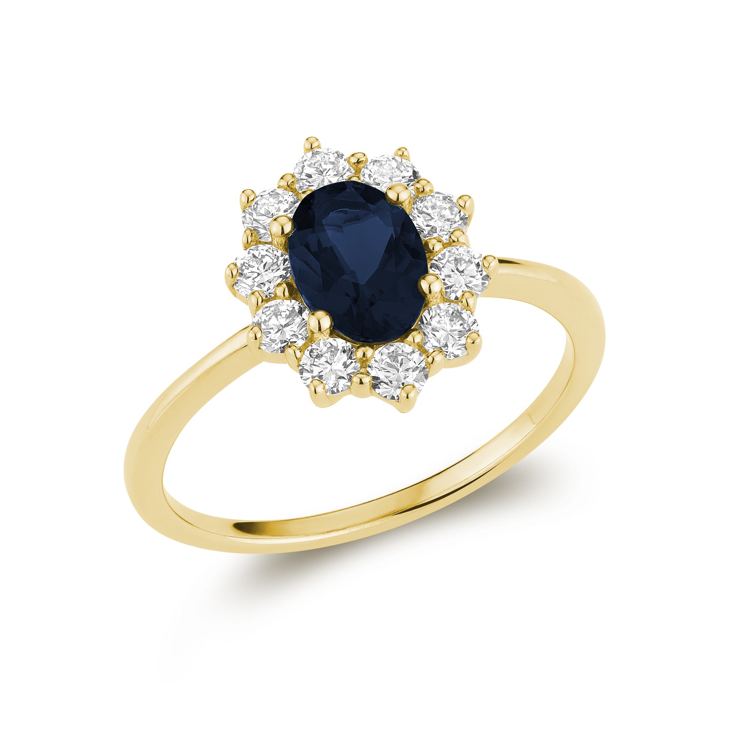 Pointed Halo Lab Grown Diamond & Oval LG Gemstone Ring
