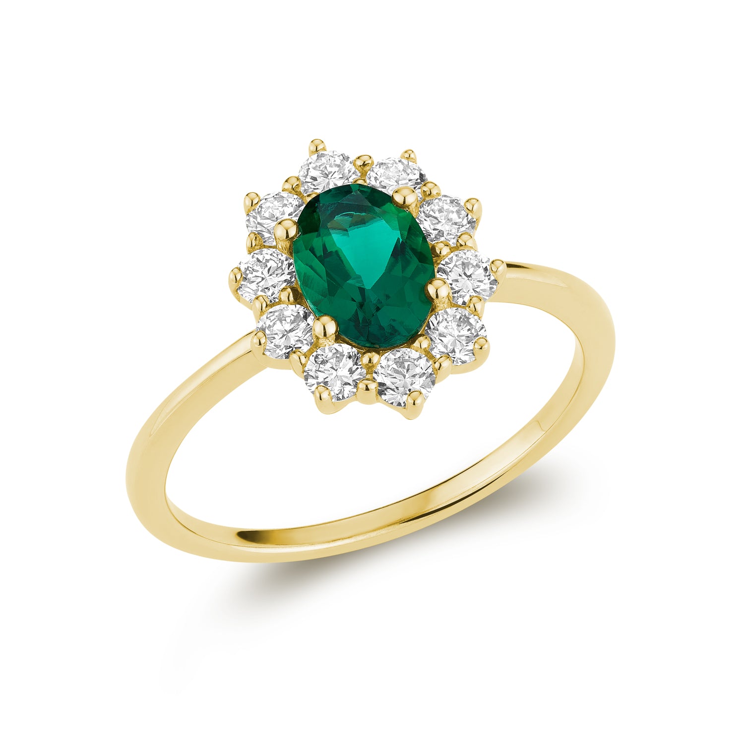 Pointed Halo Lab Grown Diamond & Oval LG Gemstone Ring