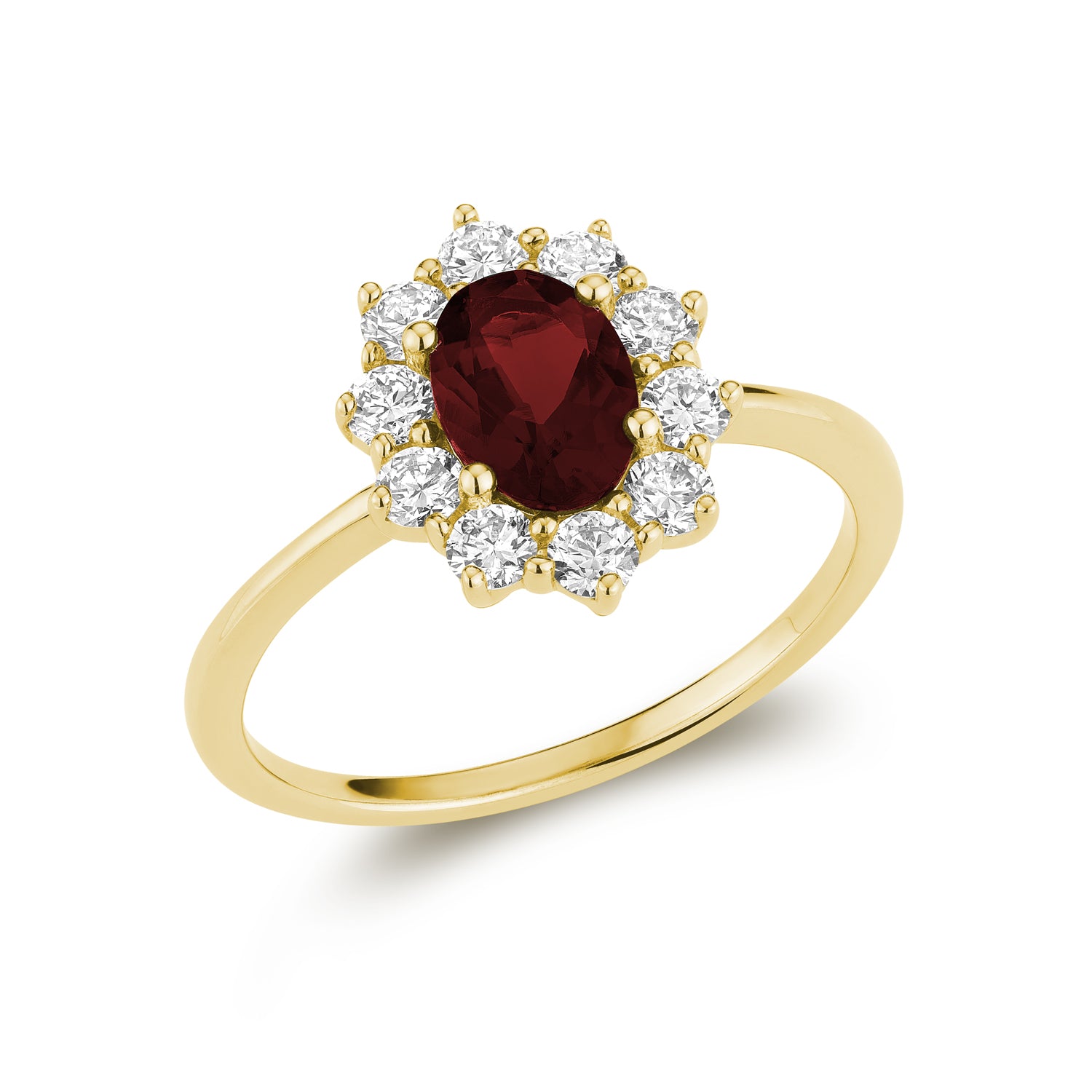 Pointed Halo Lab Grown Diamond & Oval LG Gemstone Ring