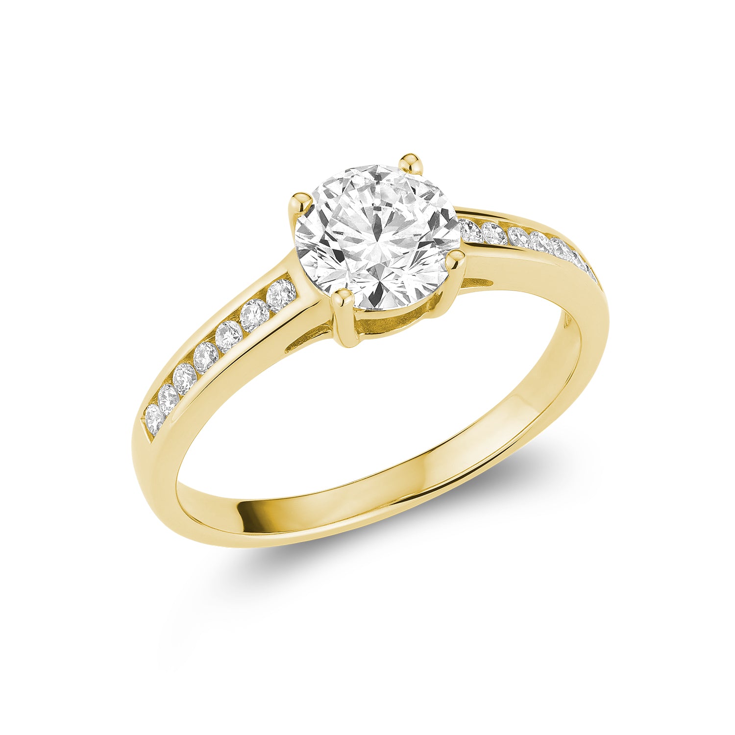 Bridal Round Lab Grown Diamond & Channel Accent Ring