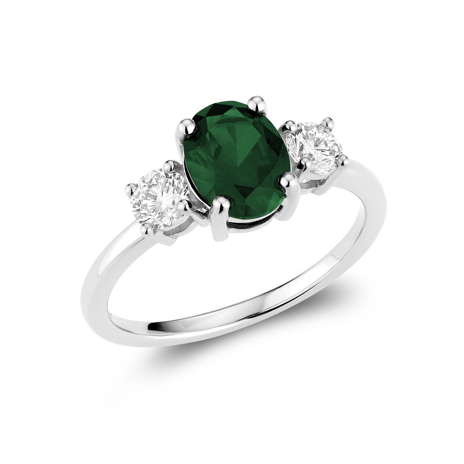Trinity Oval Lab Grown Gemstone & Round LG Diamond Ring