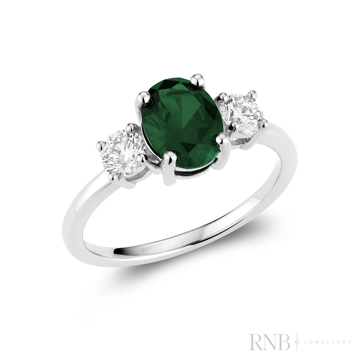 Trinity Oval Lab Grown Gemstone & Round LG Diamond Ring