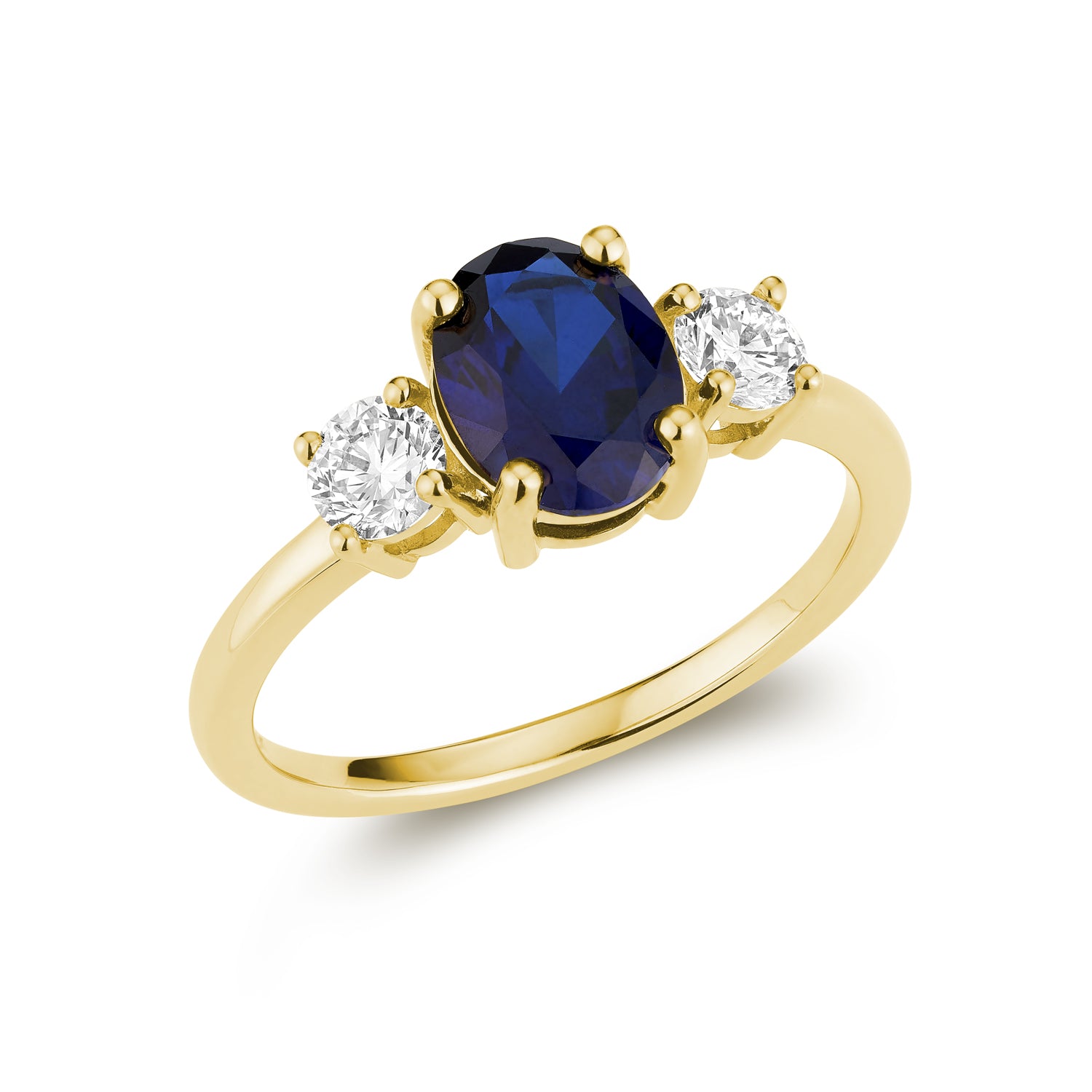Trinity Oval Lab Grown Gemstone & Round LG Diamond Ring