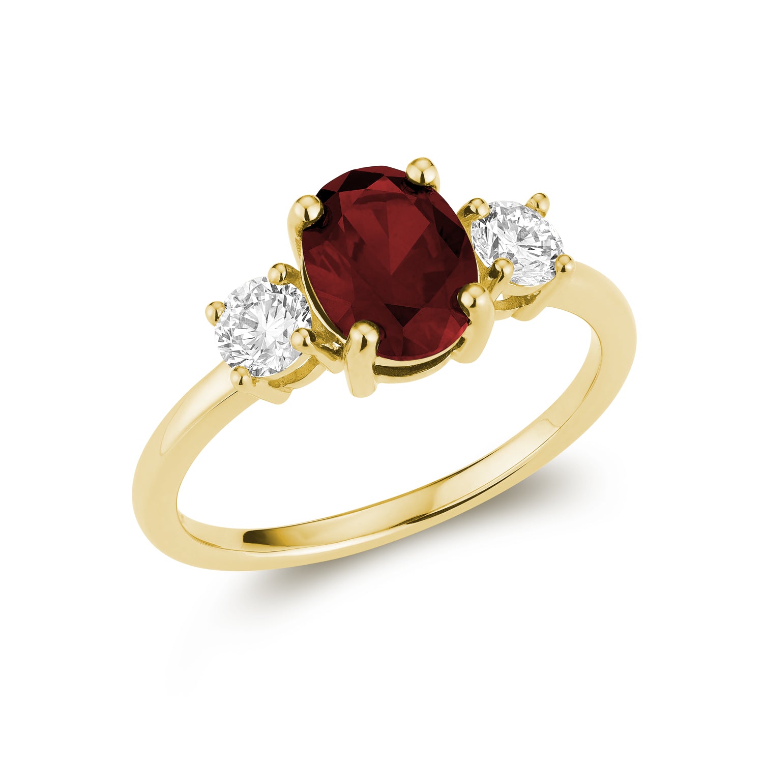 Trinity Oval Lab Grown Gemstone & Round LG Diamond Ring
