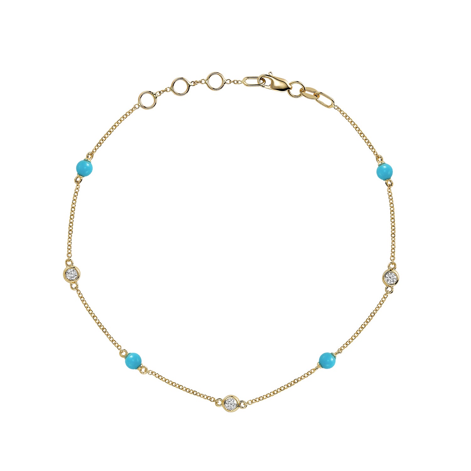 Mini Pearls & Bezel Diamonds Station Bracelet