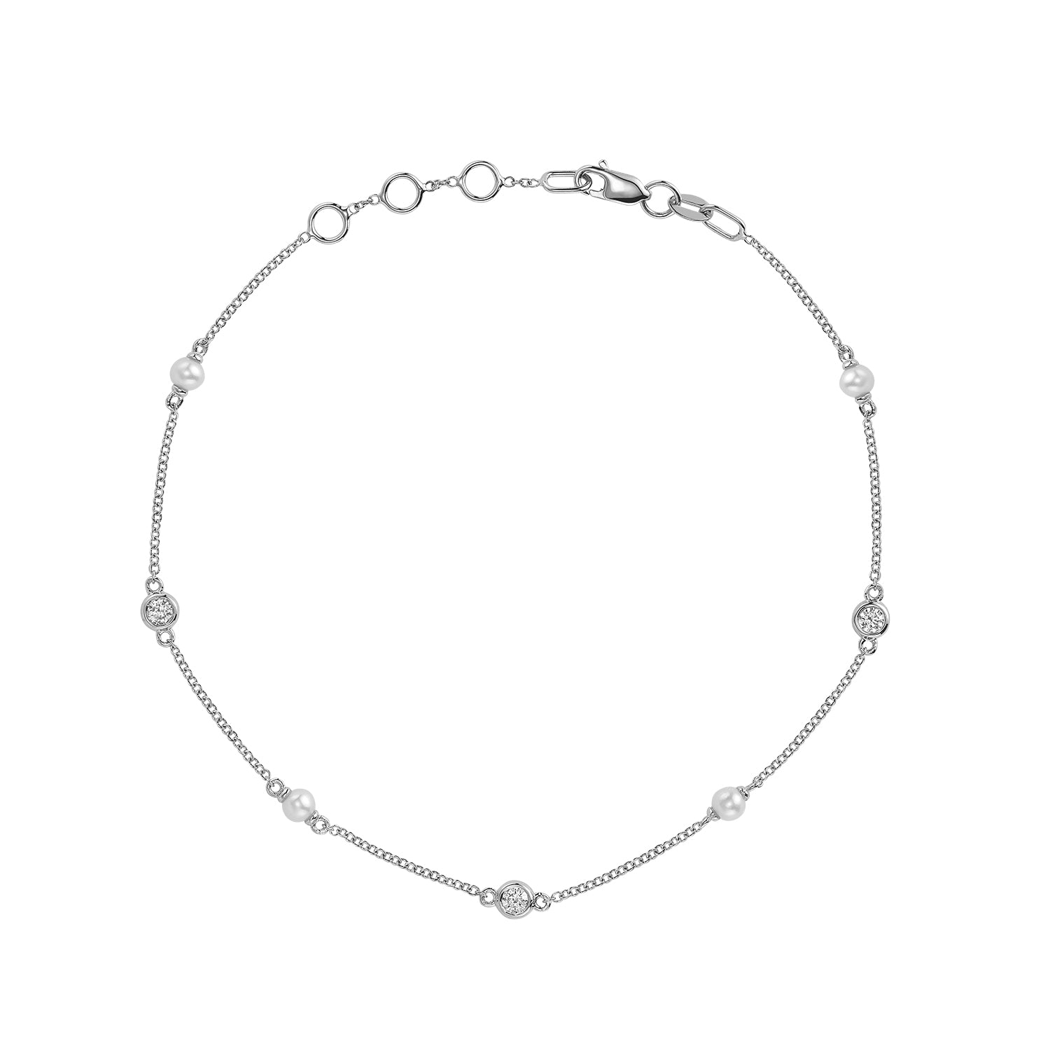 Mini Pearls & Bezel Diamonds Station Bracelet