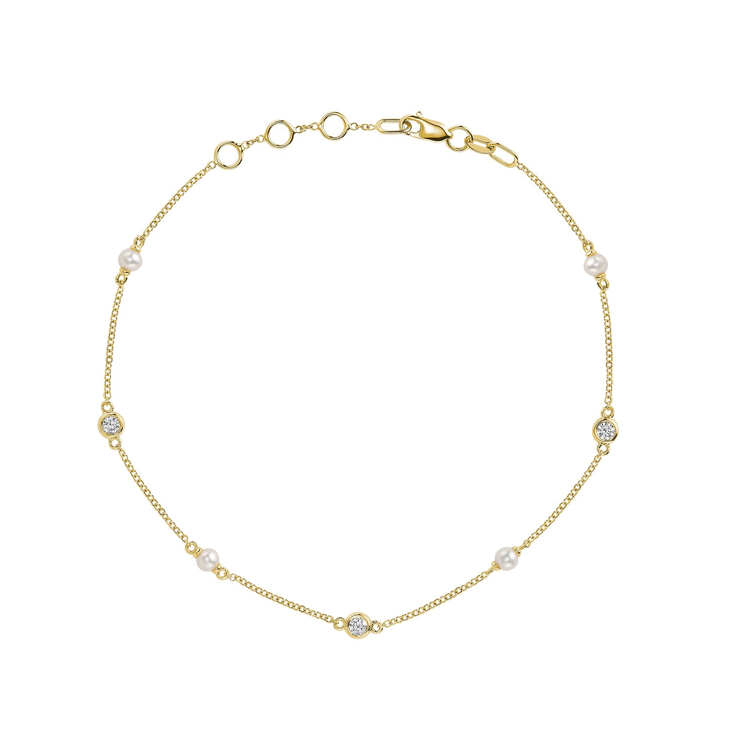 Mini Pearls & Bezel Diamonds Station Bracelet