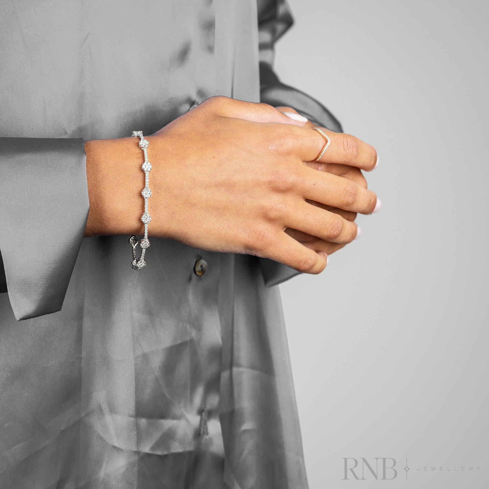 Cluster Link Diamond Tennis Bracelet-RNB Jewellery