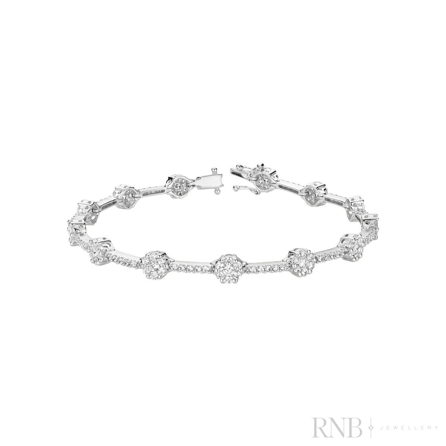 Cluster Link Diamond Tennis Bracelet-RNB Jewellery