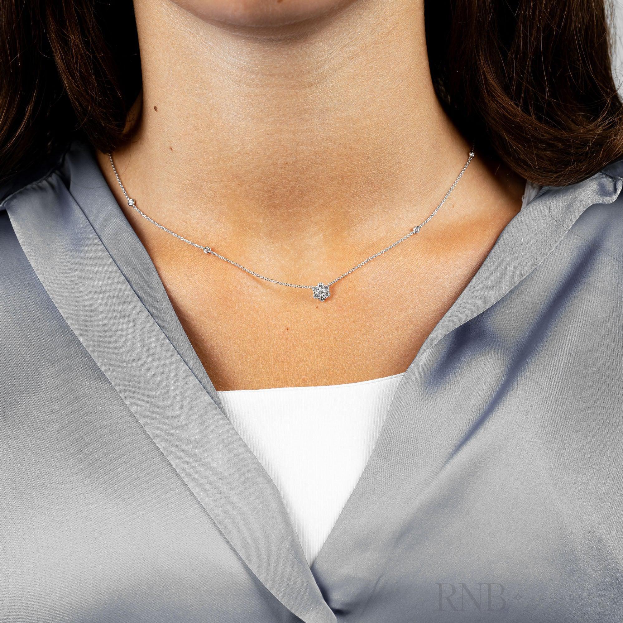 Flower & Bezel Diamond Necklace-RNB Jewellery