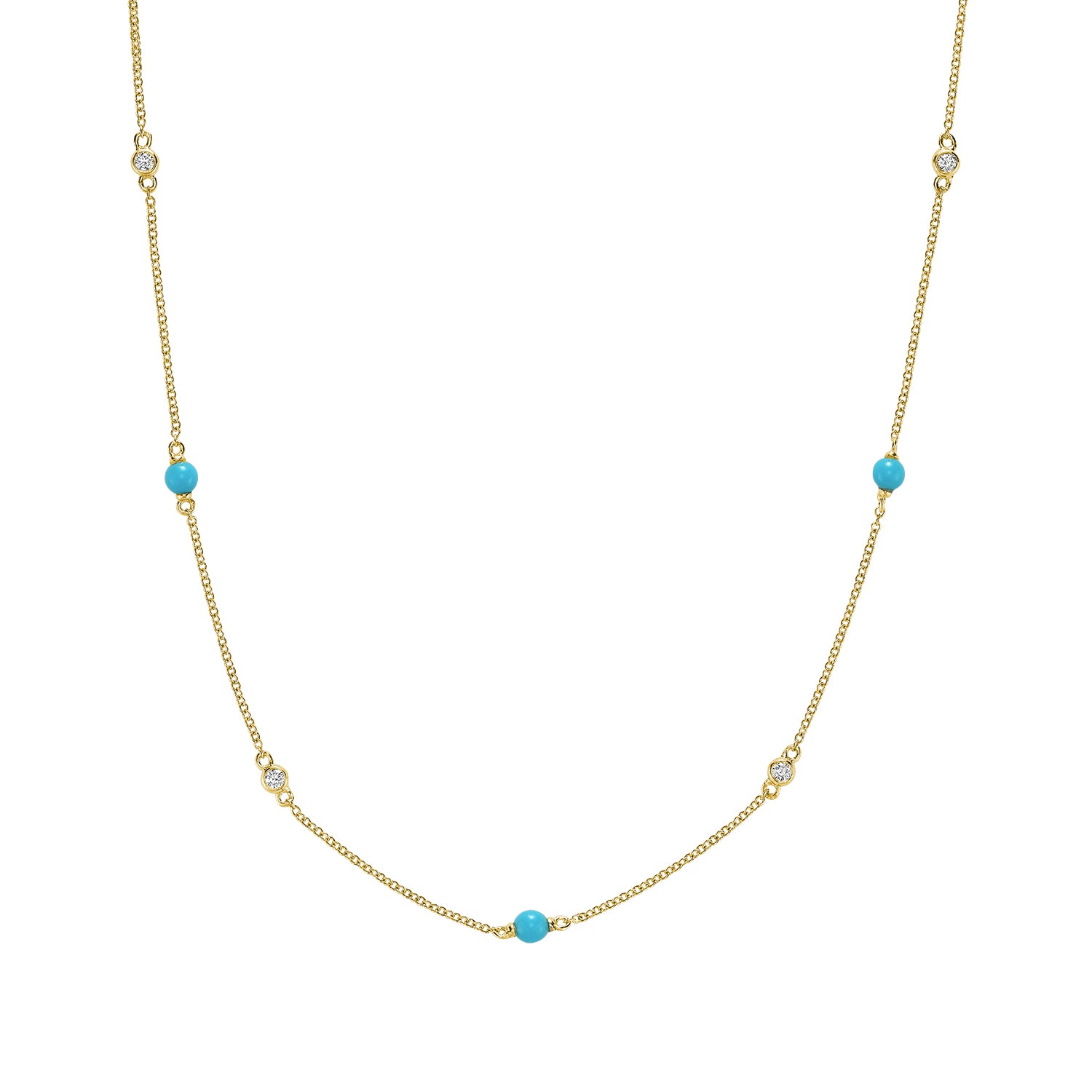 Mini Pearls & Bezel Diamonds Station Necklace